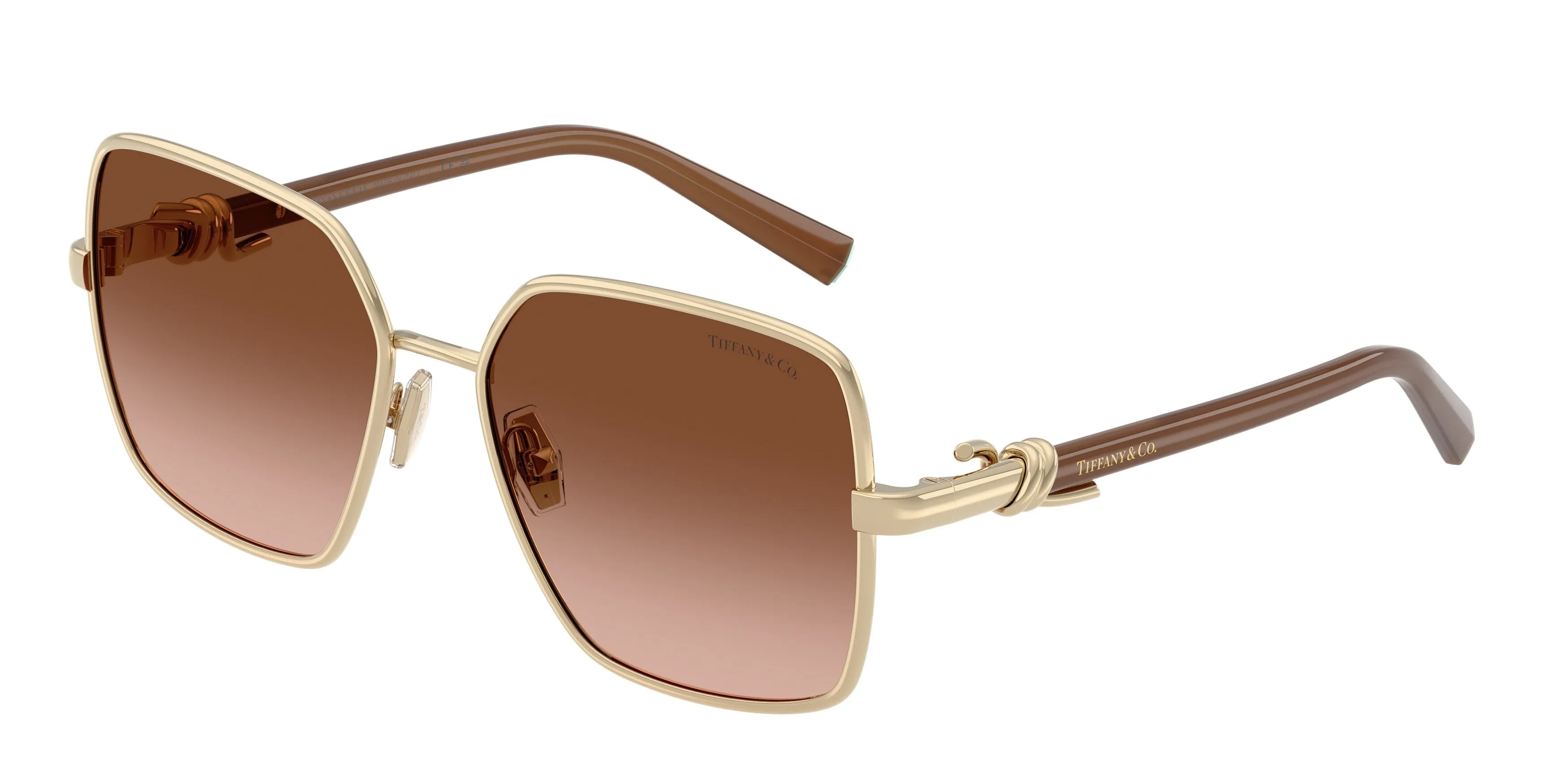 Tiffany TF3122 61773B Occhiali da sole Metallo Oro Marrone Squadrata Normale Sfumato - immagine 1