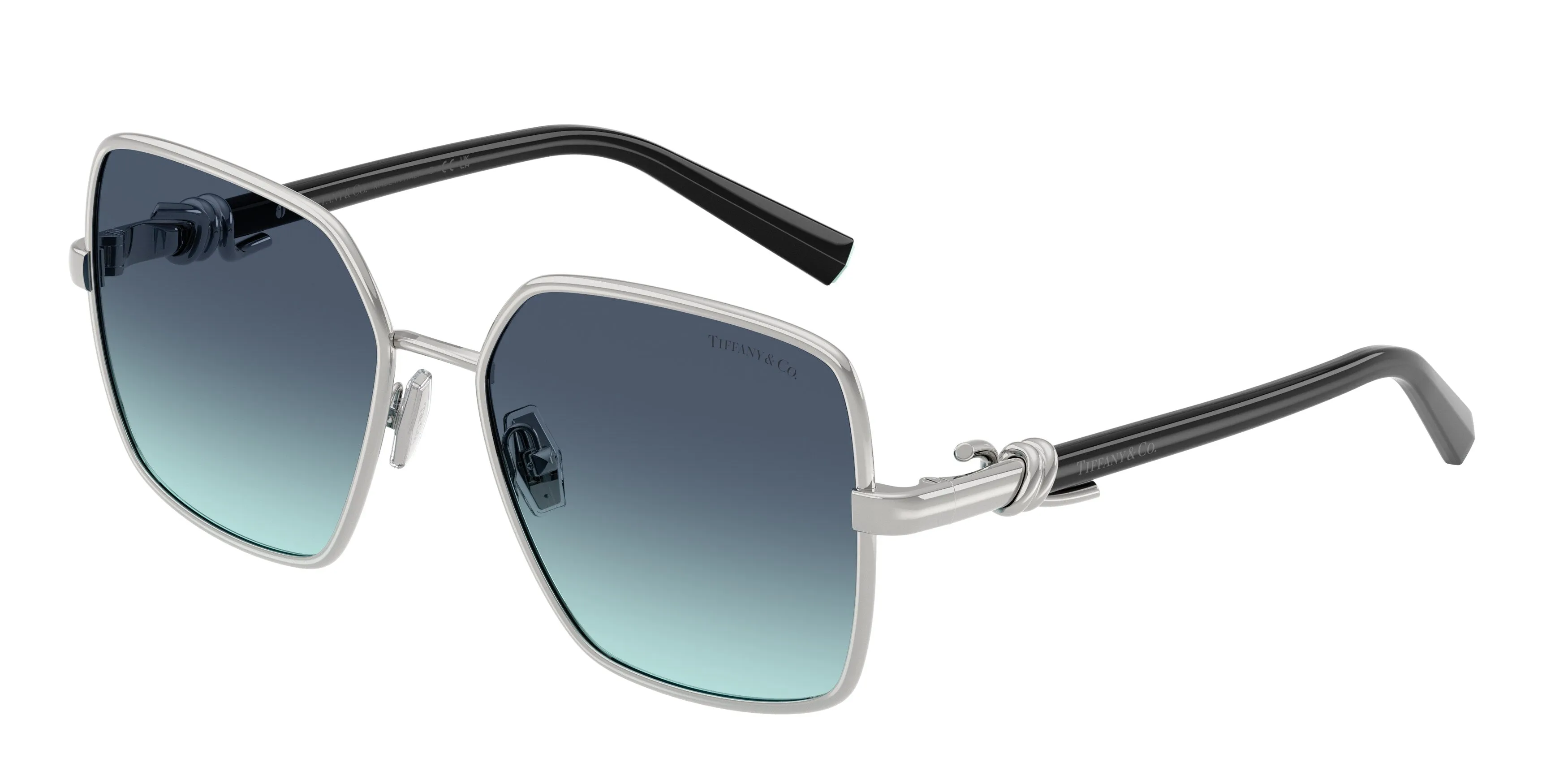 Tiffany TF3122 60019S Occhiali da sole Metallo Argento Blu Squadrata Normale Sfumato - immagine 1