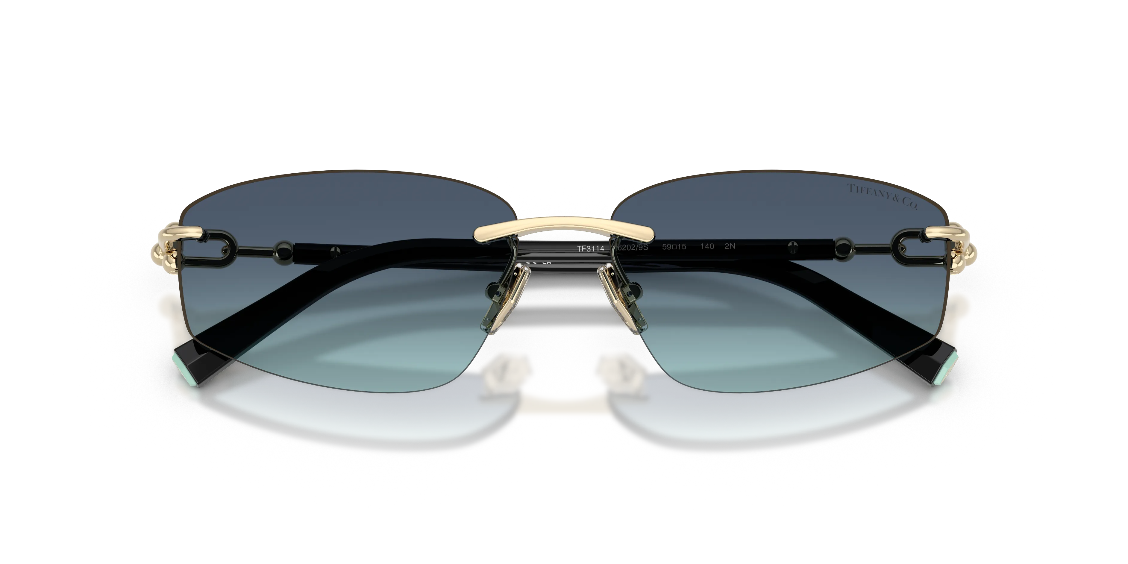 Tiffany TF3114 62029S Occhiali da sole Metallo Oro Blu Geometrica Normale Sfumato - immagine 2