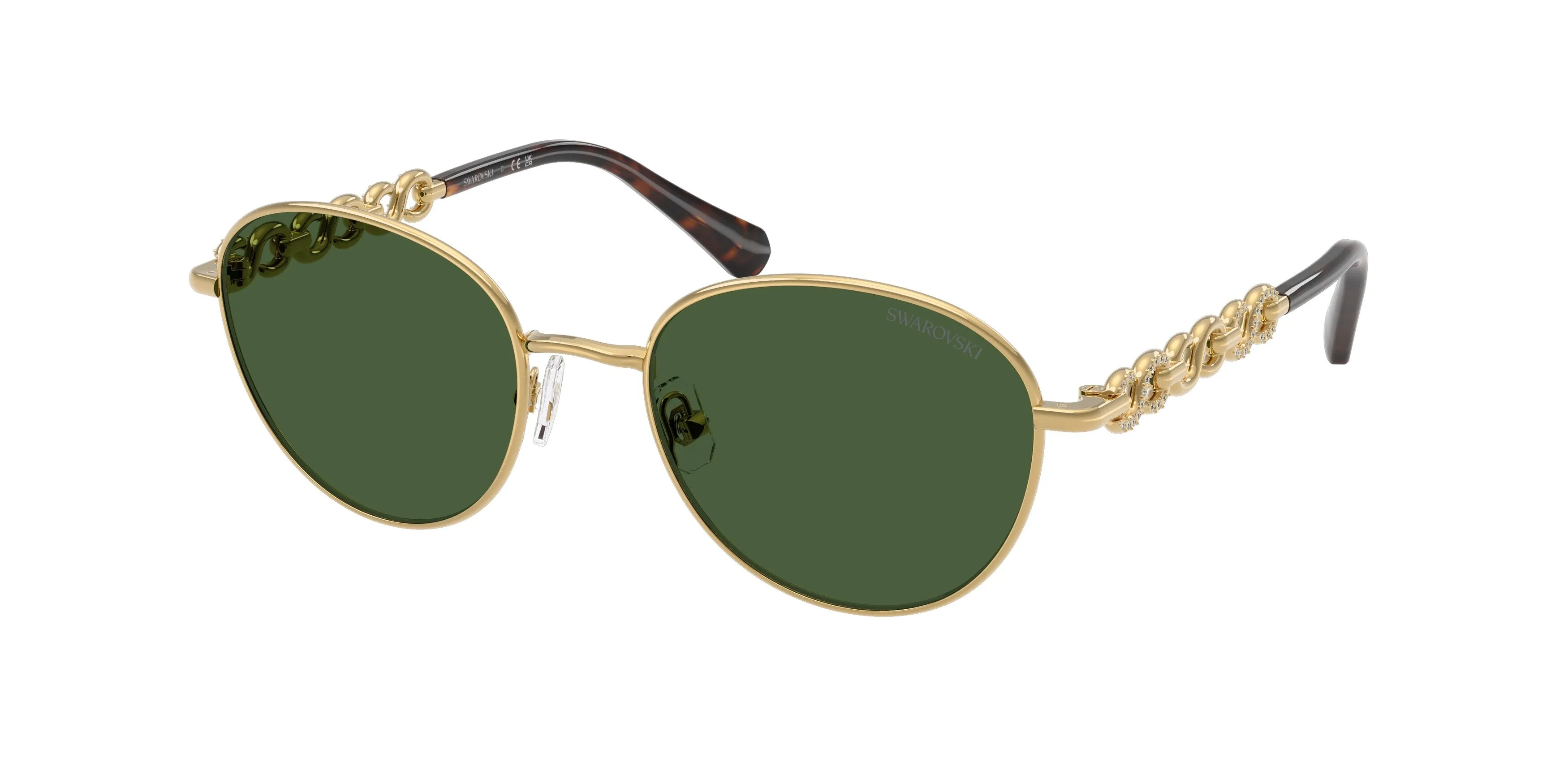 Swarovski SK7049 400471 Occhiali da sole Metallo Oro Verde Pantos Normale - immagine 1