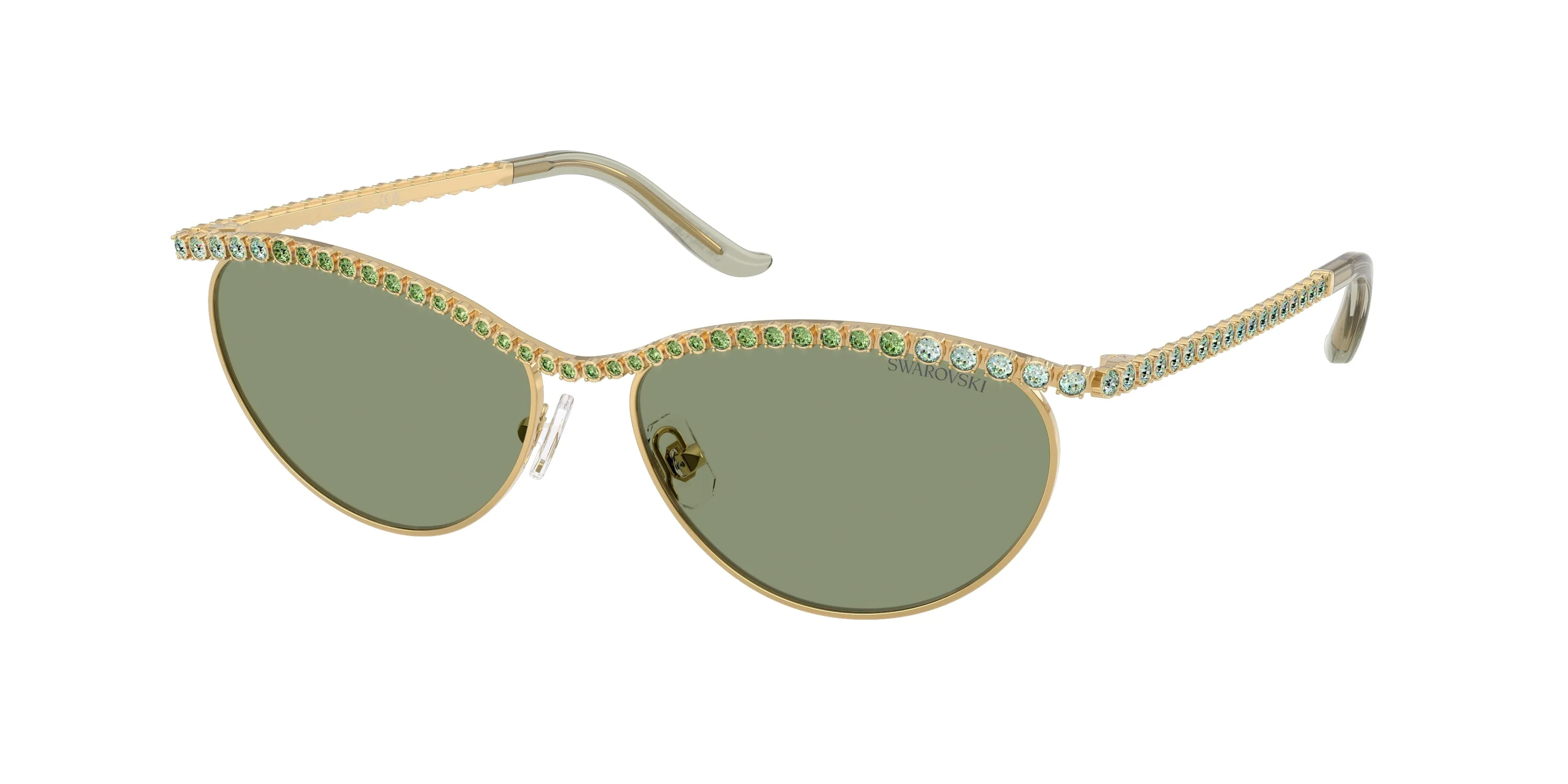 Swarovski SK7046 400482 Occhiali da sole Metallo Oro Verde Cat Eye Normale - immagine 1