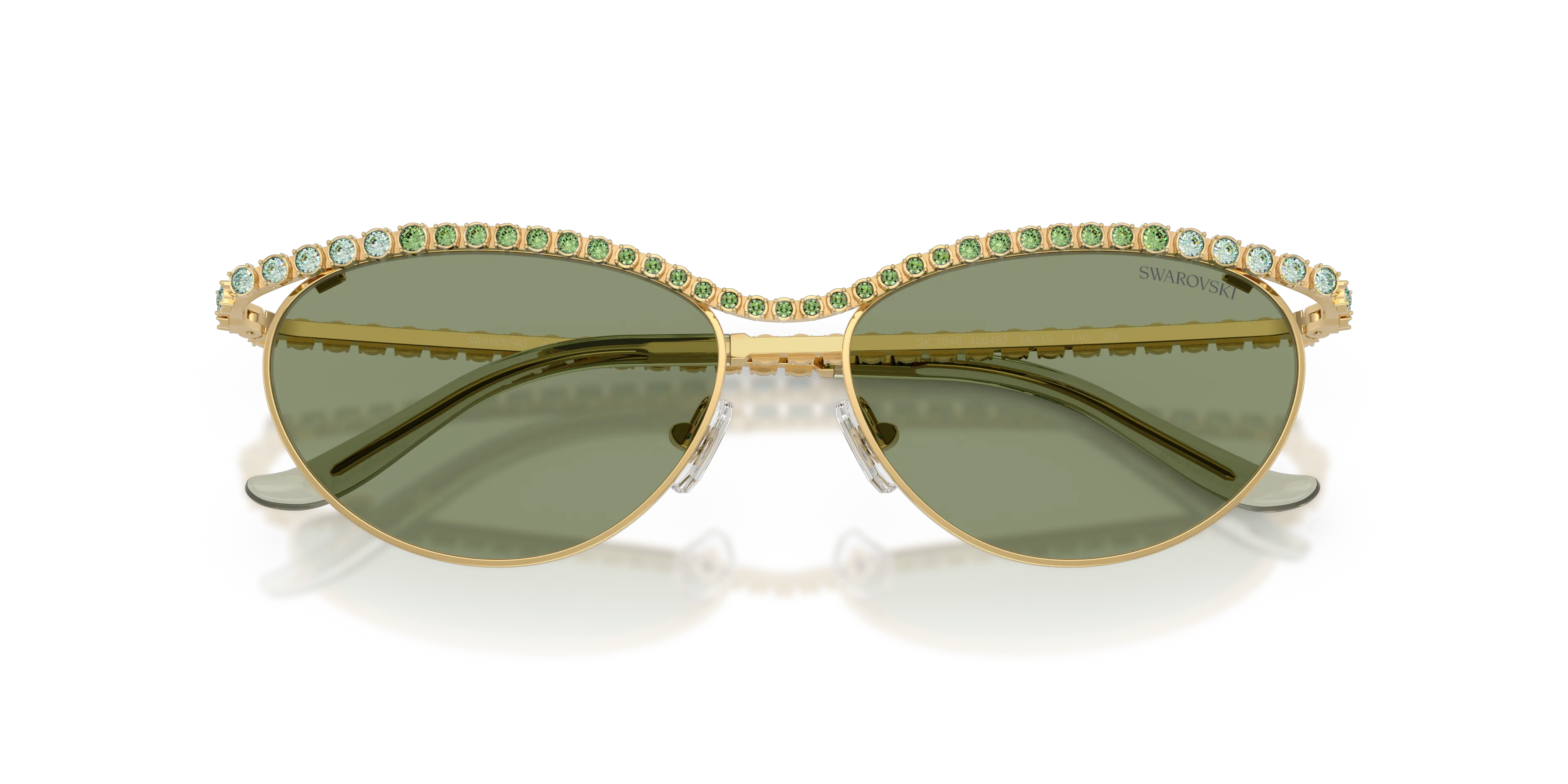 Swarovski SK7046 400482 Occhiali da sole Metallo Oro Verde Cat Eye Normale - immagine 2