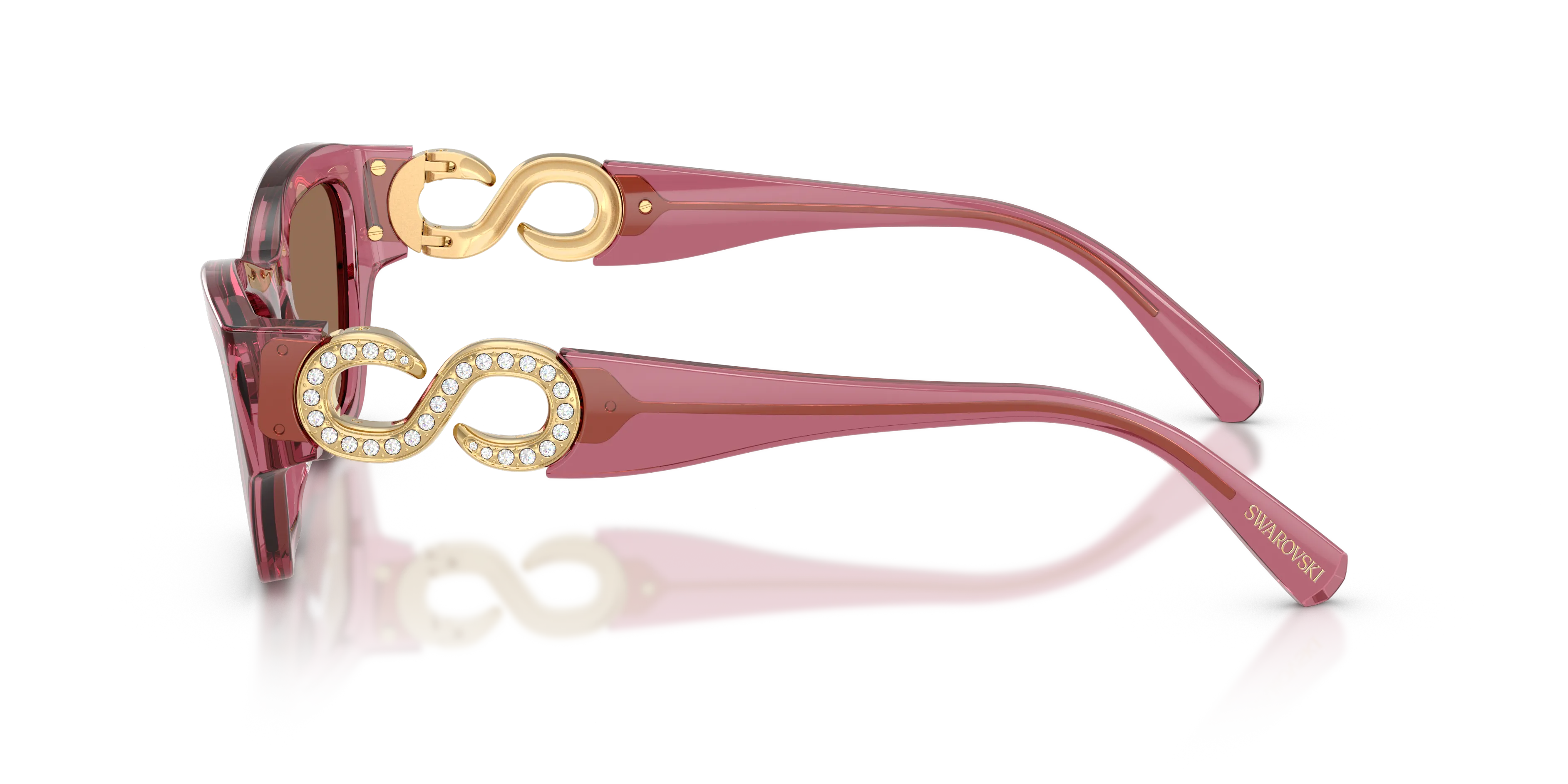 Swarovski SK6076U 110773 Occhiali da sole Acetato Rosso Marrone Cat Eye Normale - immagine 4