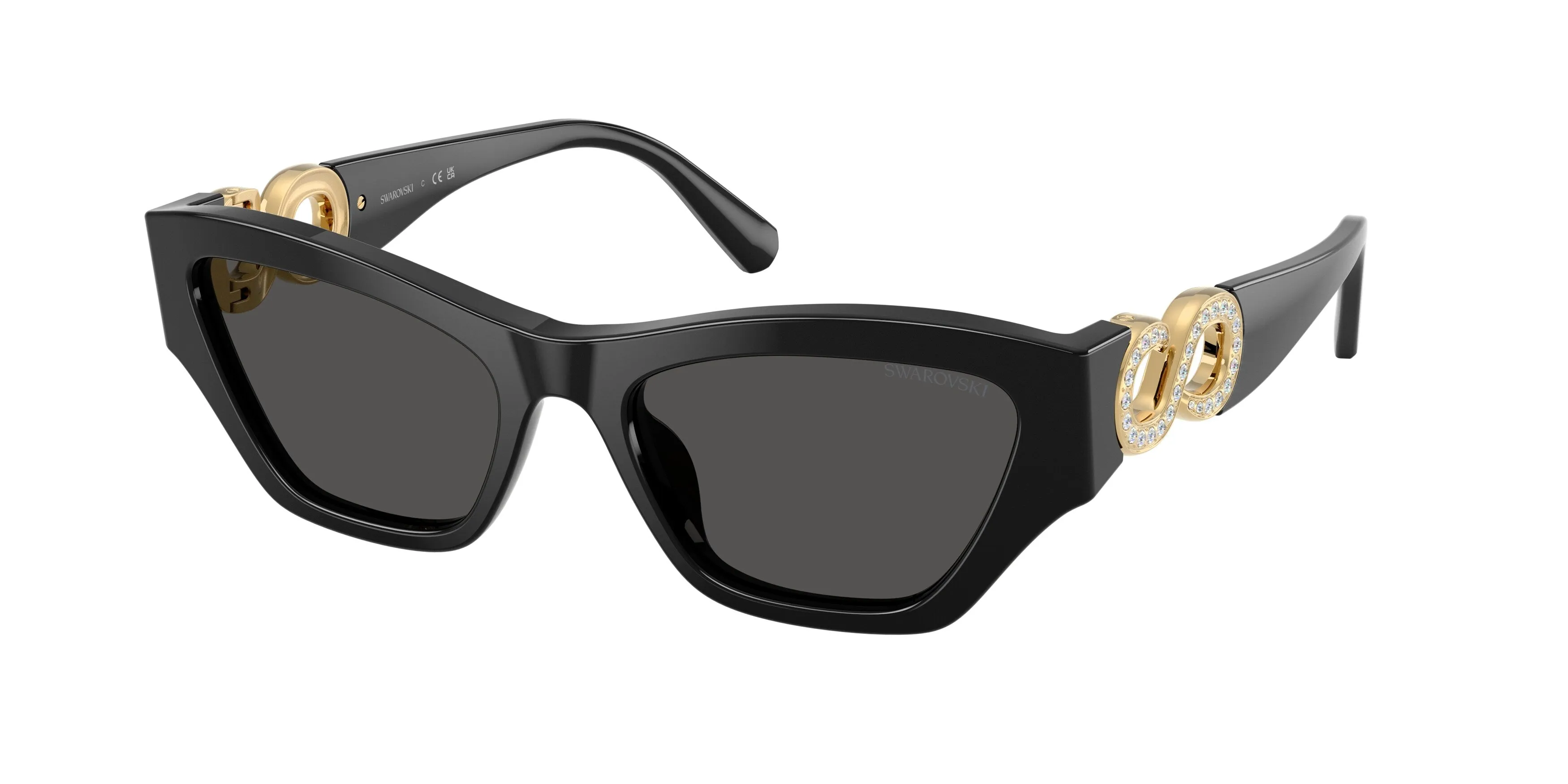 Swarovski SK6076U 100187 Occhiali da sole Acetato Nero Grigio Cat Eye Normale - immagine 1