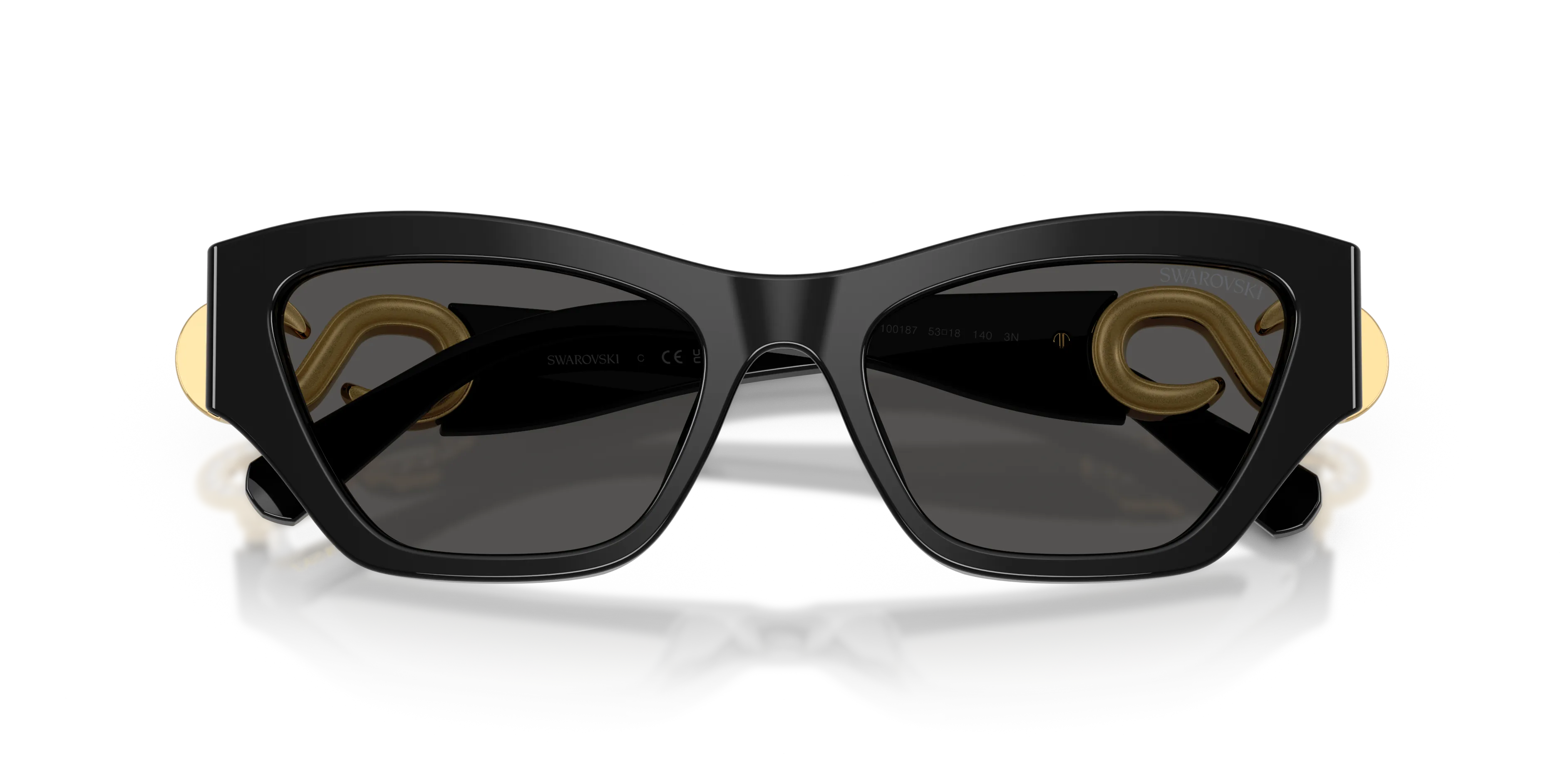 Swarovski SK6076U 100187 Occhiali da sole Acetato Nero Grigio Cat Eye Normale - immagine 2