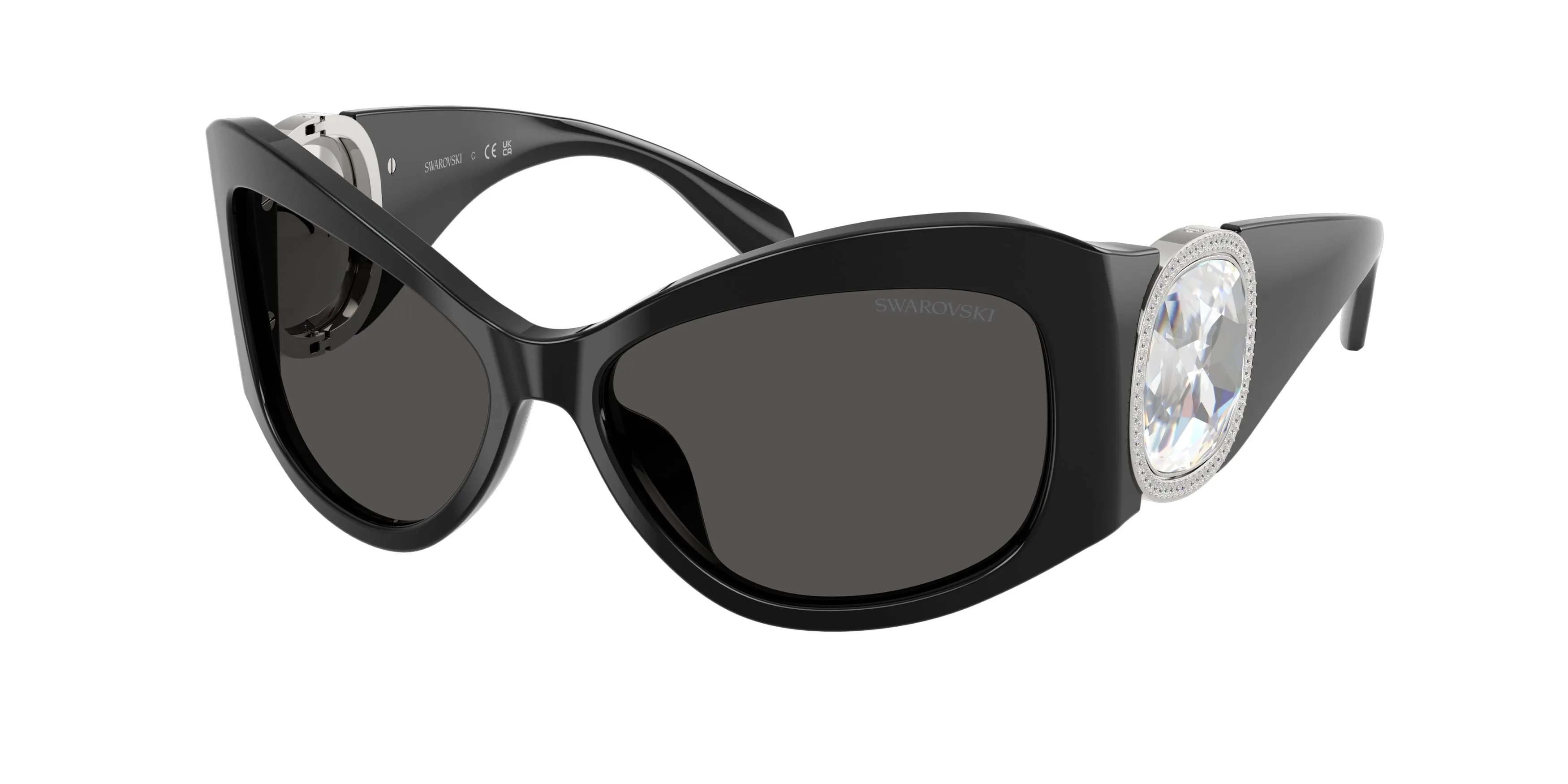Swarovski SK6074U 103887 Occhiali da sole Acetato Nero Grigio Farfalla Normale - immagine 1