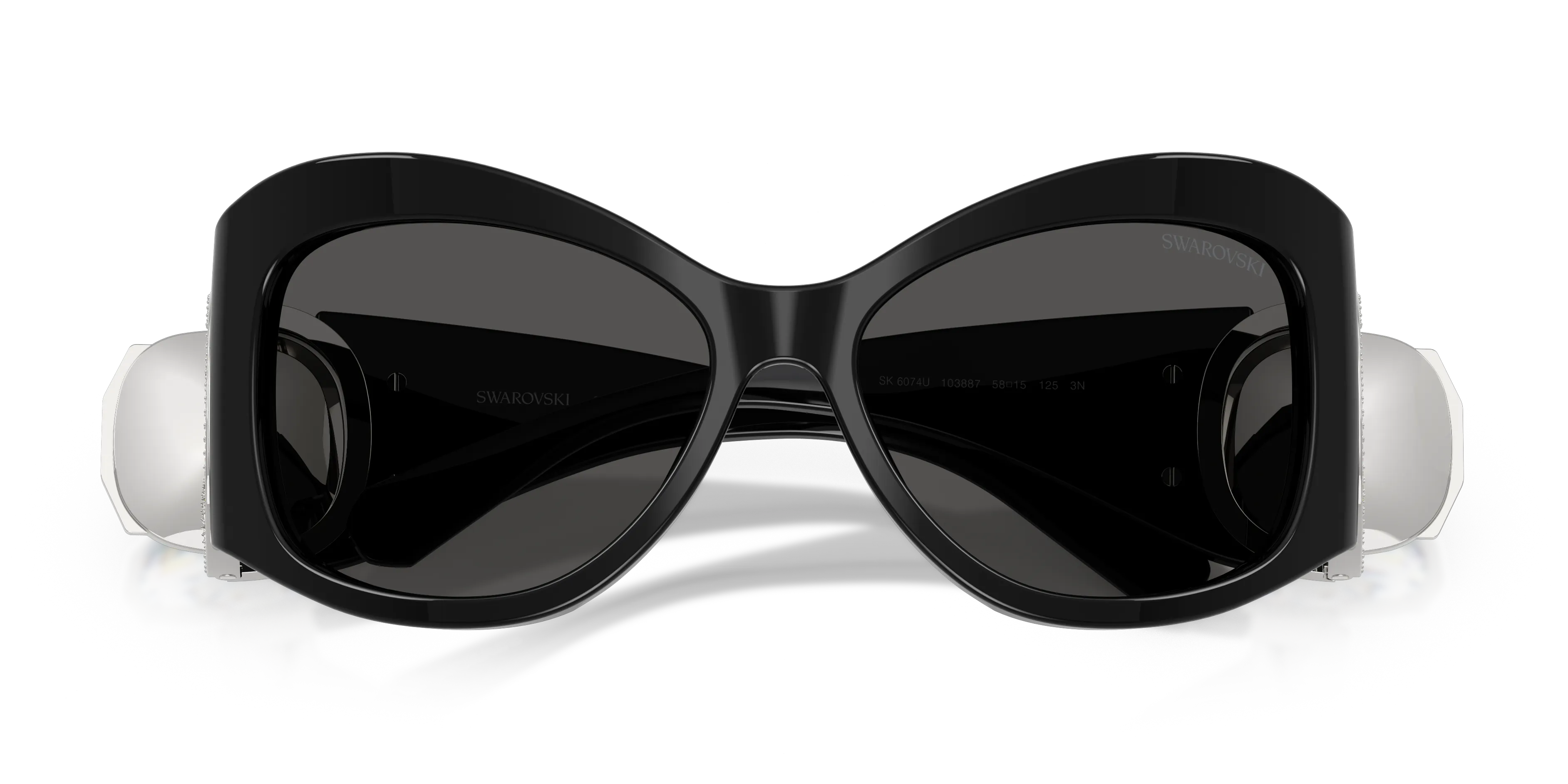 Swarovski SK6074U 103887 Occhiali da sole Acetato Nero Grigio Farfalla Normale - immagine 2