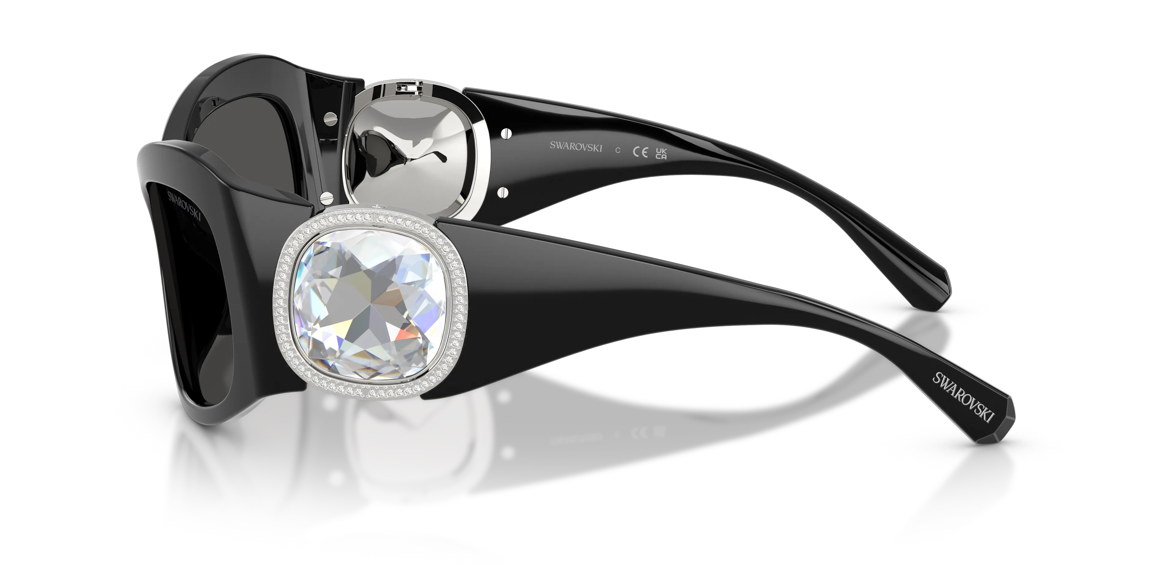 Swarovski SK6074U 103887 Occhiali da sole Acetato Nero Grigio Farfalla Normale - immagine 4