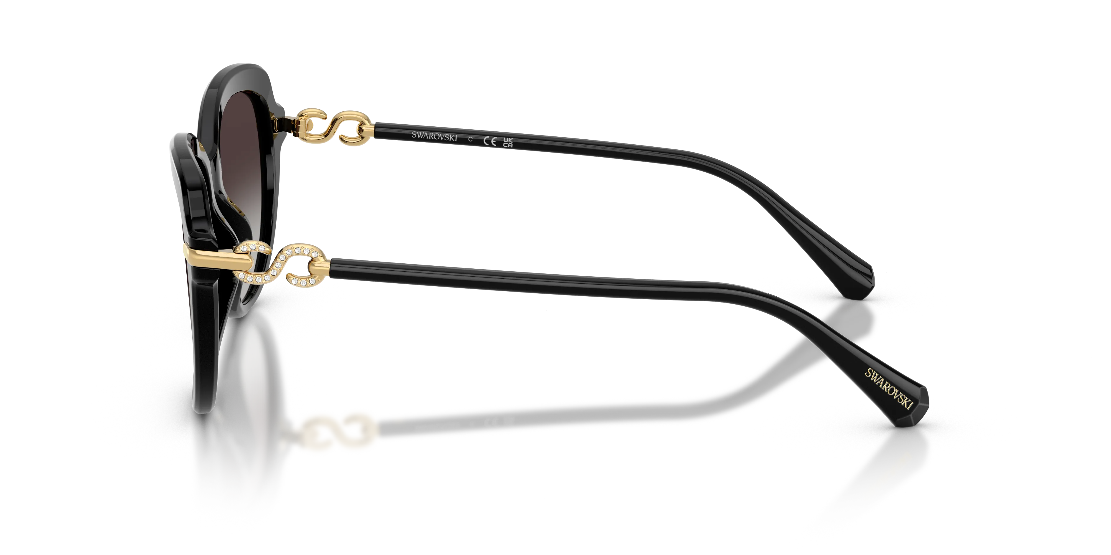 Swarovski SK6073 10018G Occhiali da sole Acetato Nero Grigio Farfalla Normale Sfumato - immagine 4