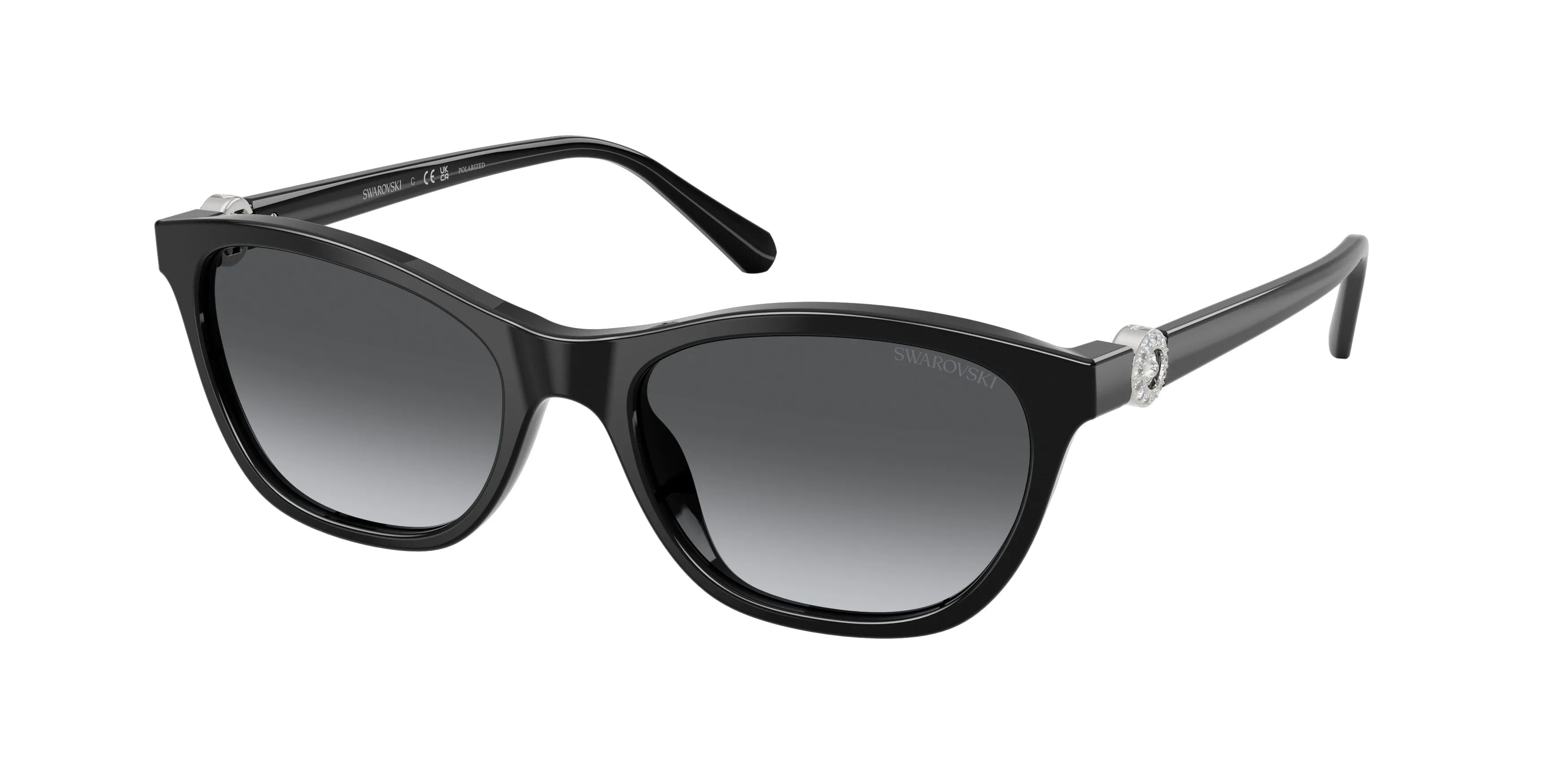 Swarovski SK6070 1038T3 Occhiali da sole Acetato Nero Grigio Cat Eye Polarizzata - immagine 1