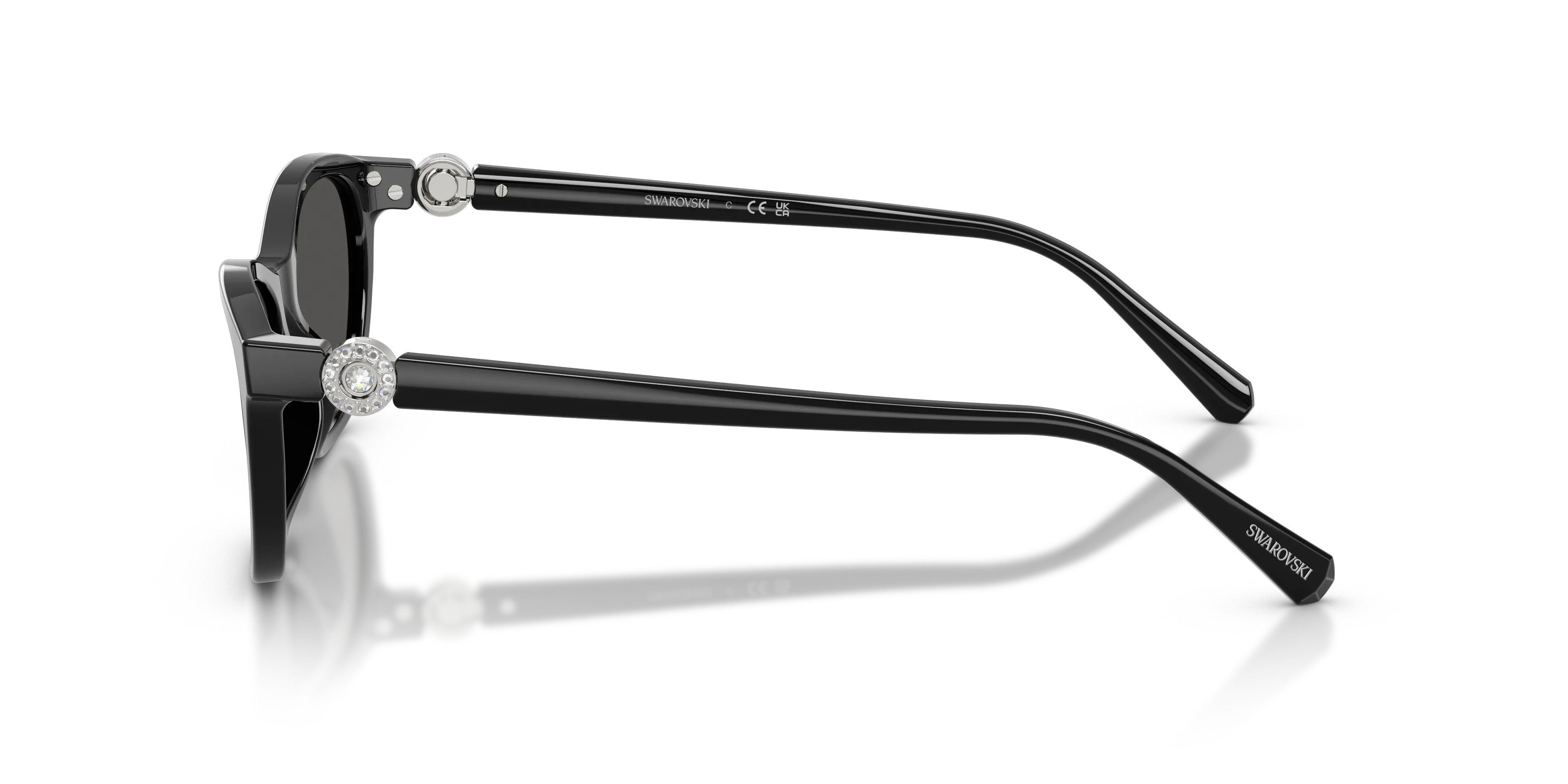 Swarovski SK6070 103887 Occhiali da sole Acetato Nero Grigio Cat Eye Normale - immagine 4