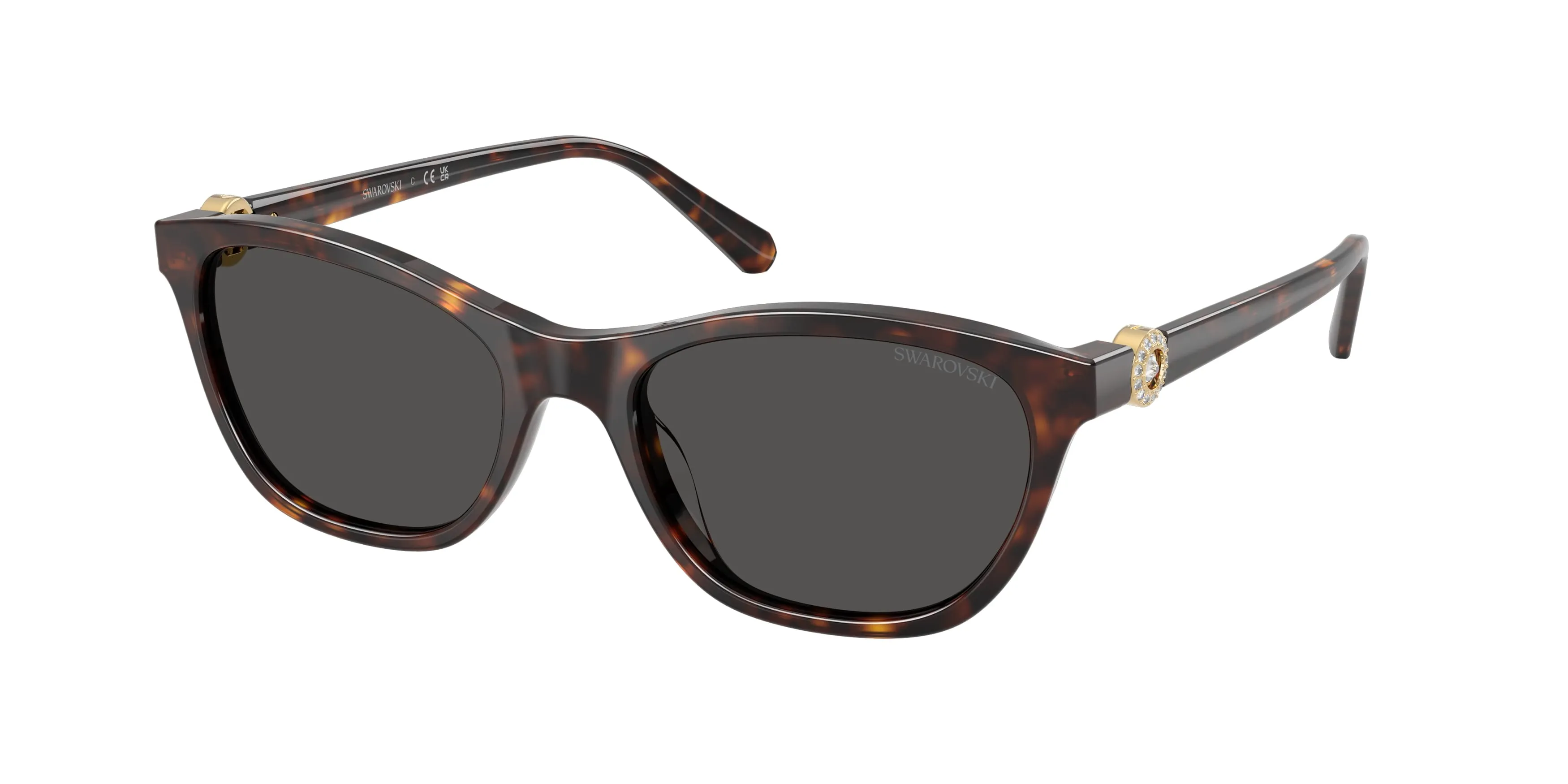 Swarovski SK6070 100287 Occhiali da sole Acetato Tartaruga Grigio Cat Eye Normale - immagine 1