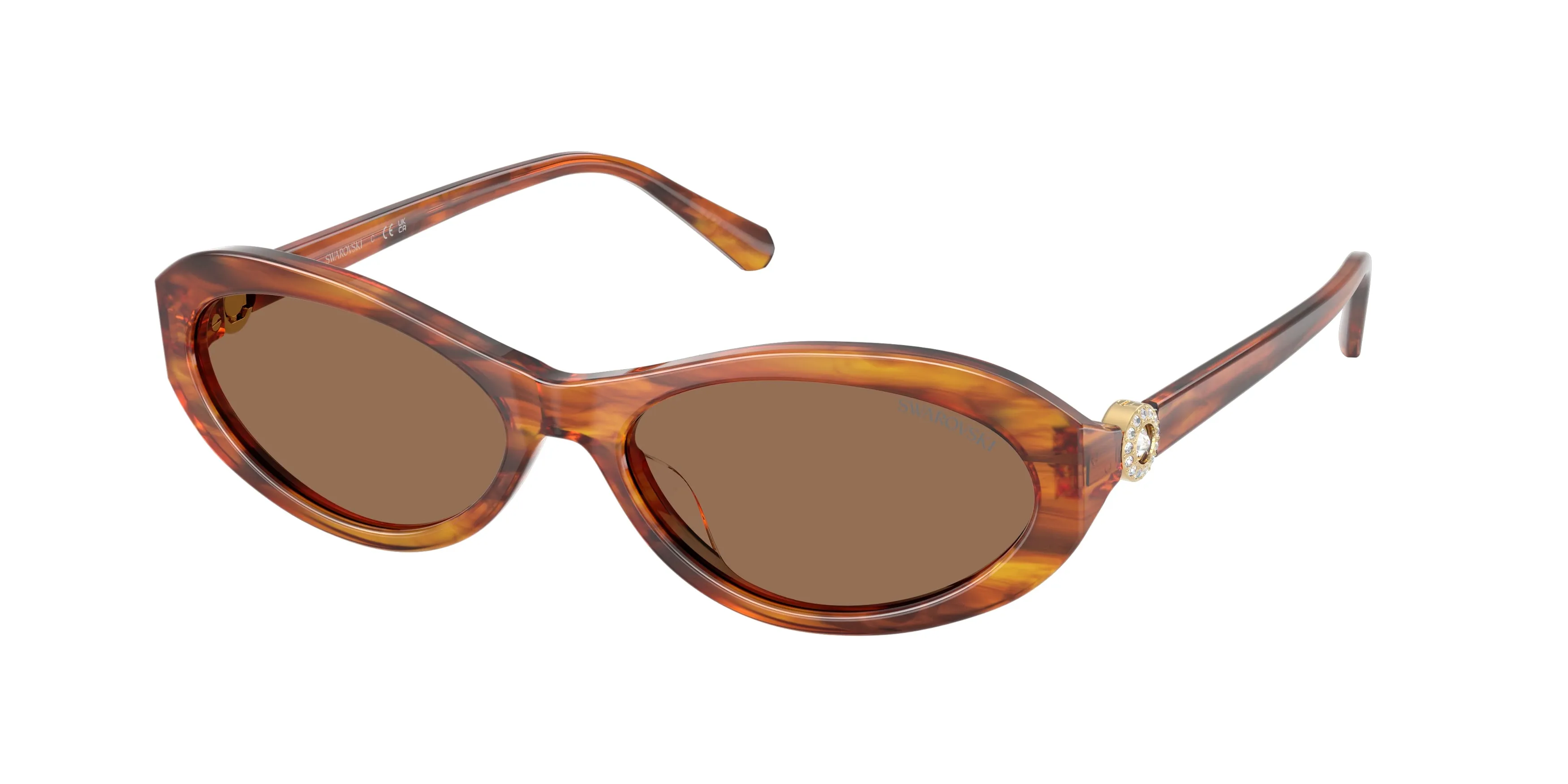 Swarovski SK6069U 109173 Occhiali da sole Acetato Marrone Marrone Rotonda Normale - immagine 1