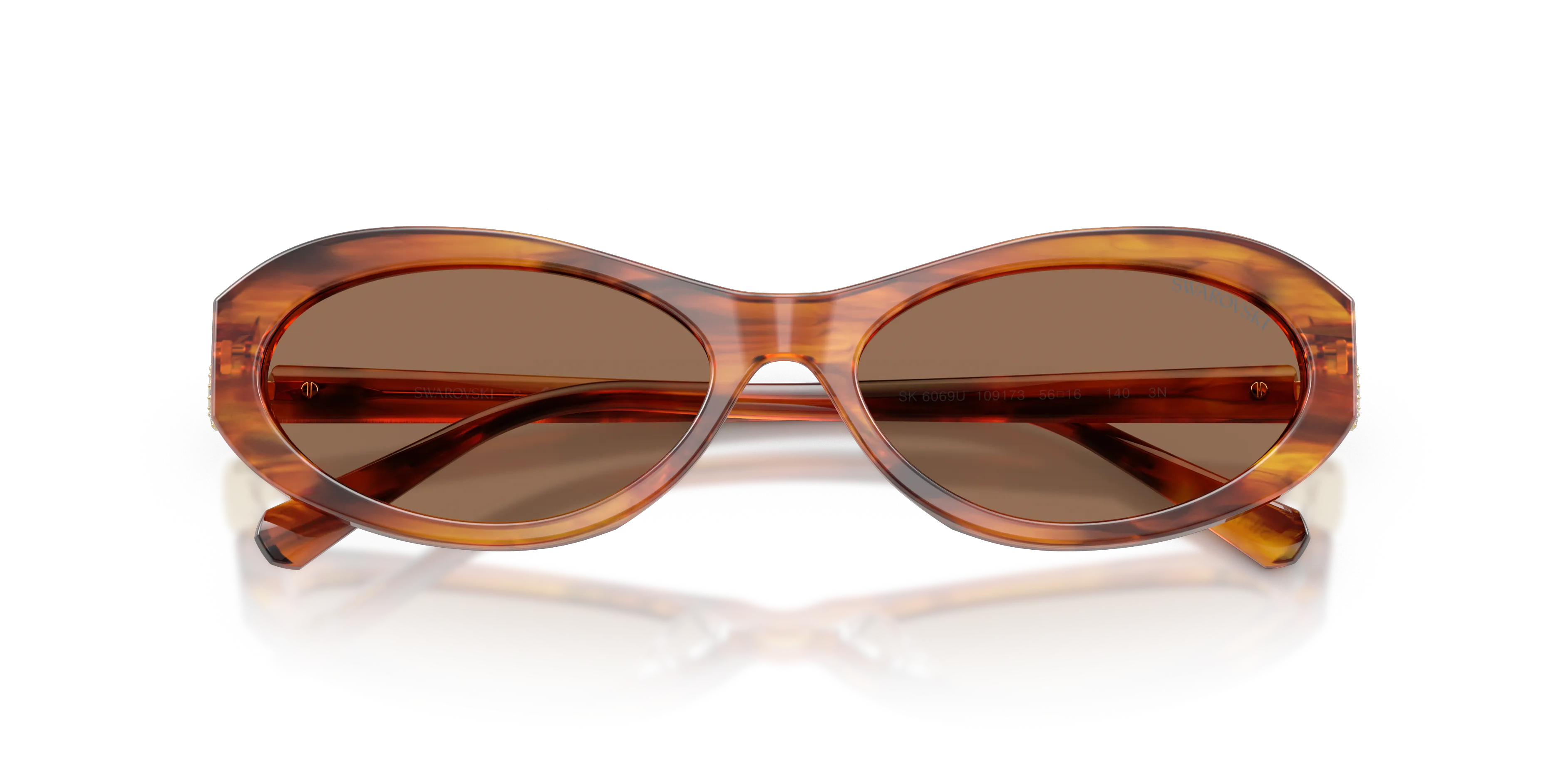 Swarovski SK6069U 109173 Occhiali da sole Acetato Marrone Marrone Rotonda Normale - immagine 2