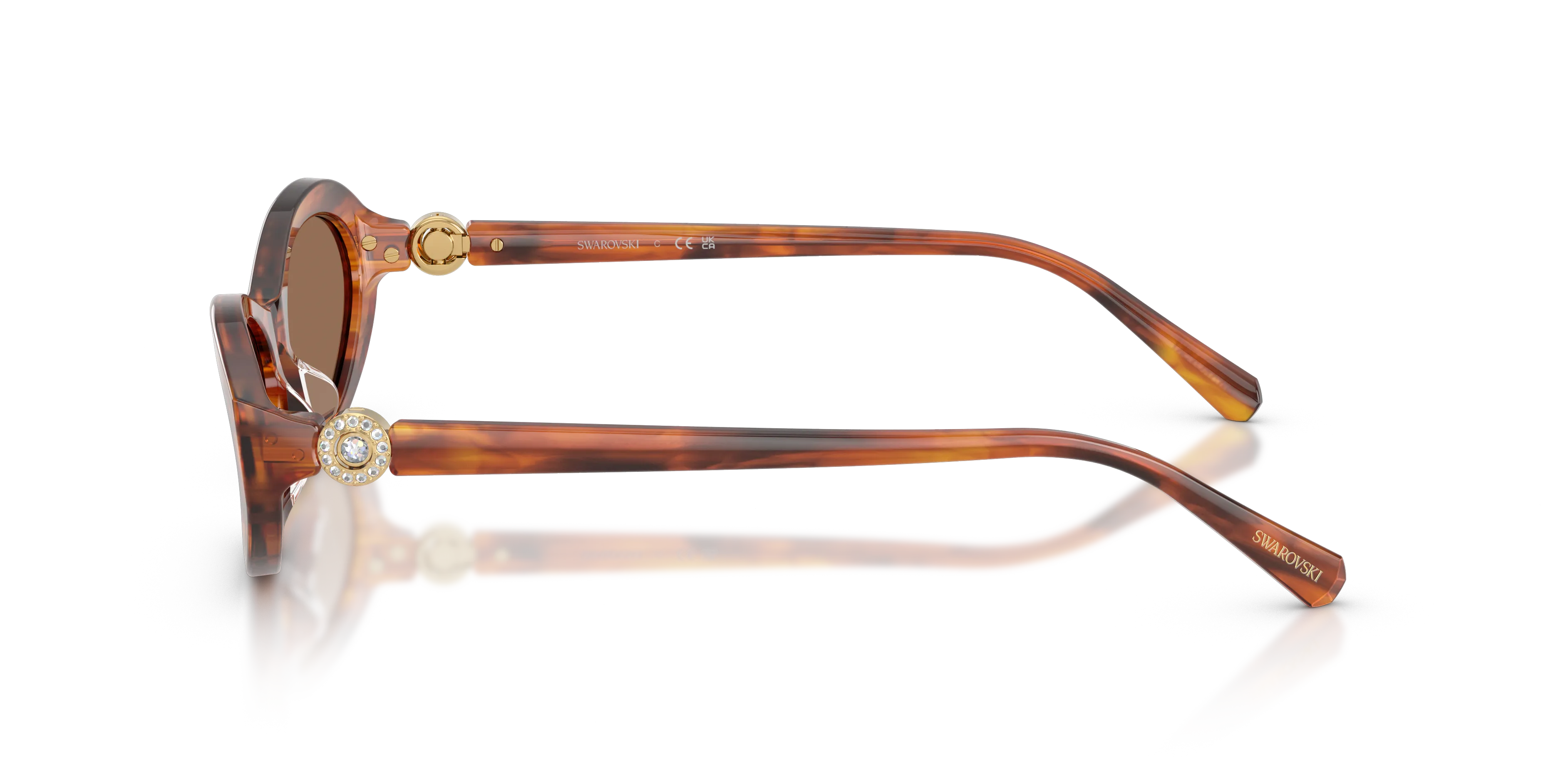 Swarovski SK6069U 109173 Occhiali da sole Acetato Marrone Marrone Rotonda Normale - immagine 4