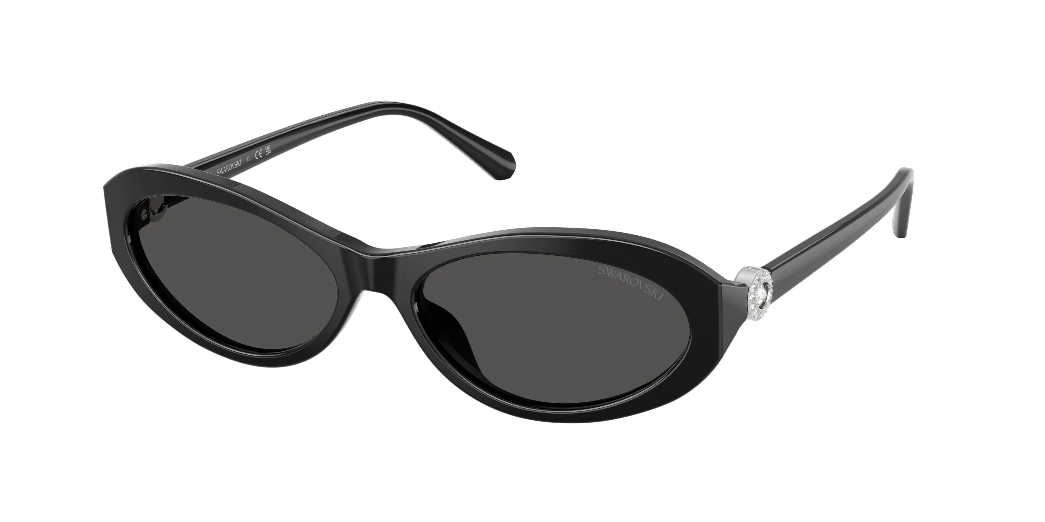 Swarovski SK6069U 103887 Occhiali da sole Acetato Nero Grigio Rotonda Normale - immagine 1
