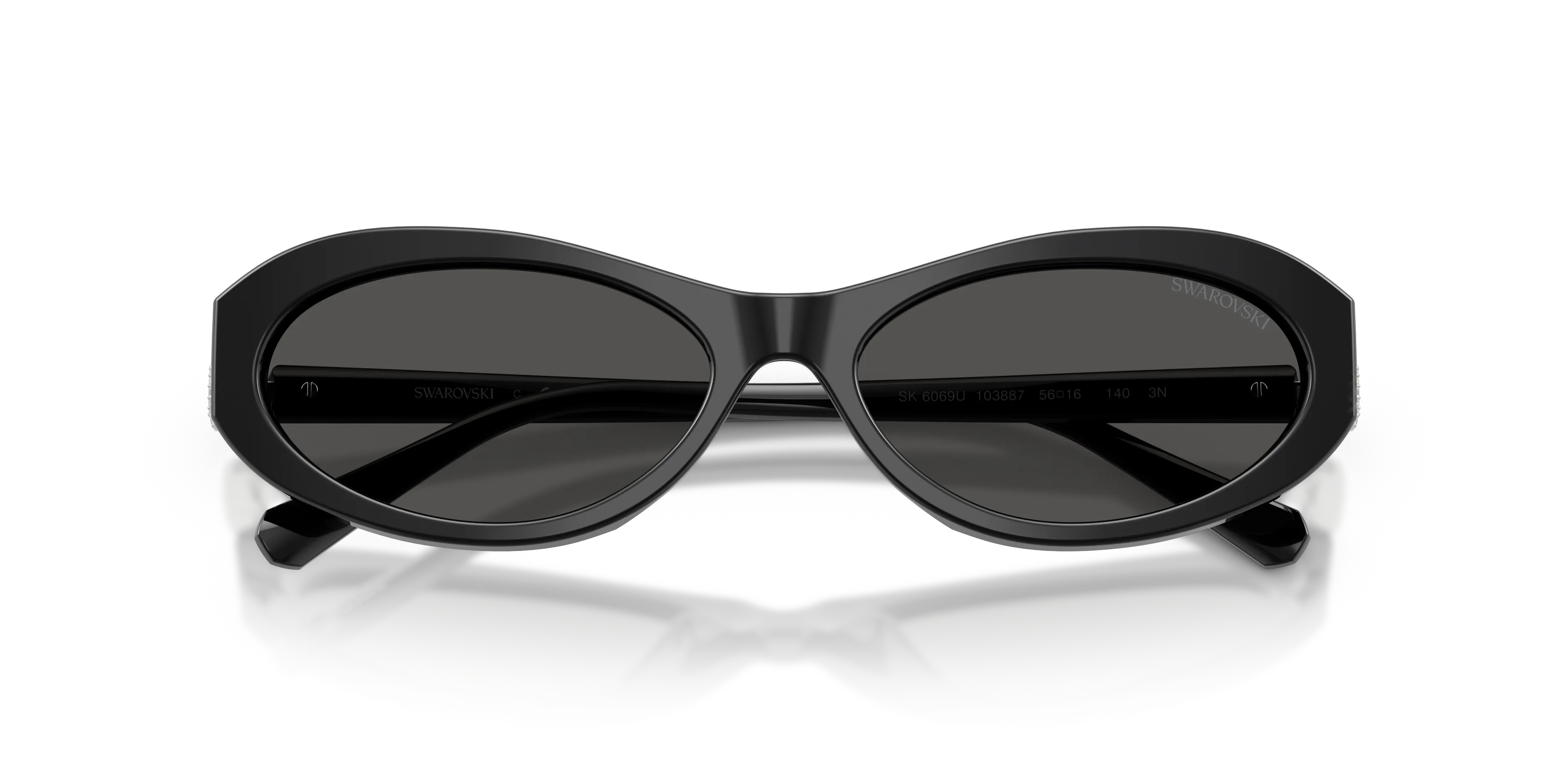 Swarovski SK6069U 103887 Occhiali da sole Acetato Nero Grigio Rotonda Normale - immagine 2