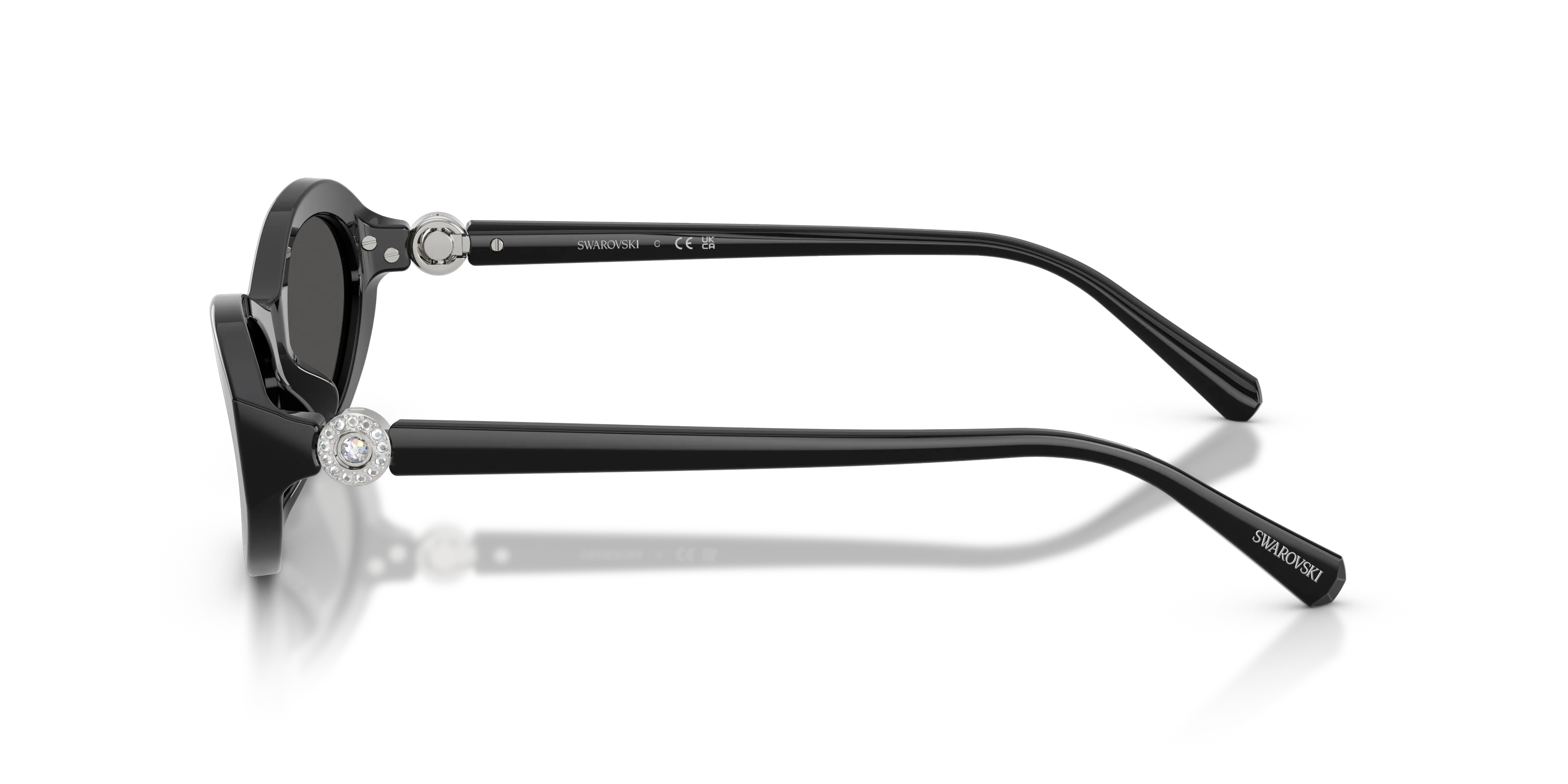Swarovski SK6069U 103887 Occhiali da sole Acetato Nero Grigio Rotonda Normale - immagine 4