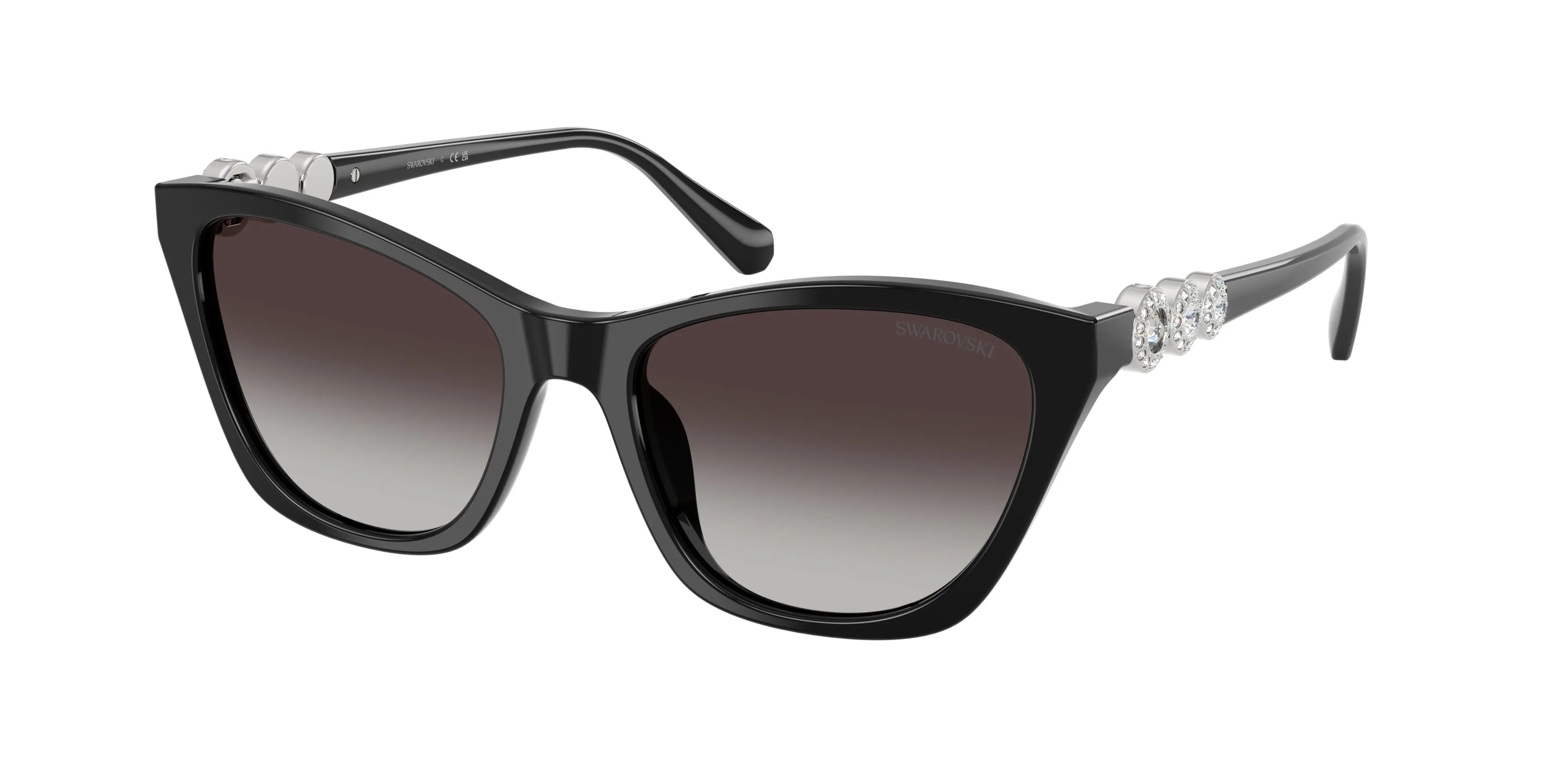 Swarovski SK6068U 10388G Occhiali da sole Acetato Nero Grigio Cat Eye Normale Sfumato - immagine 1