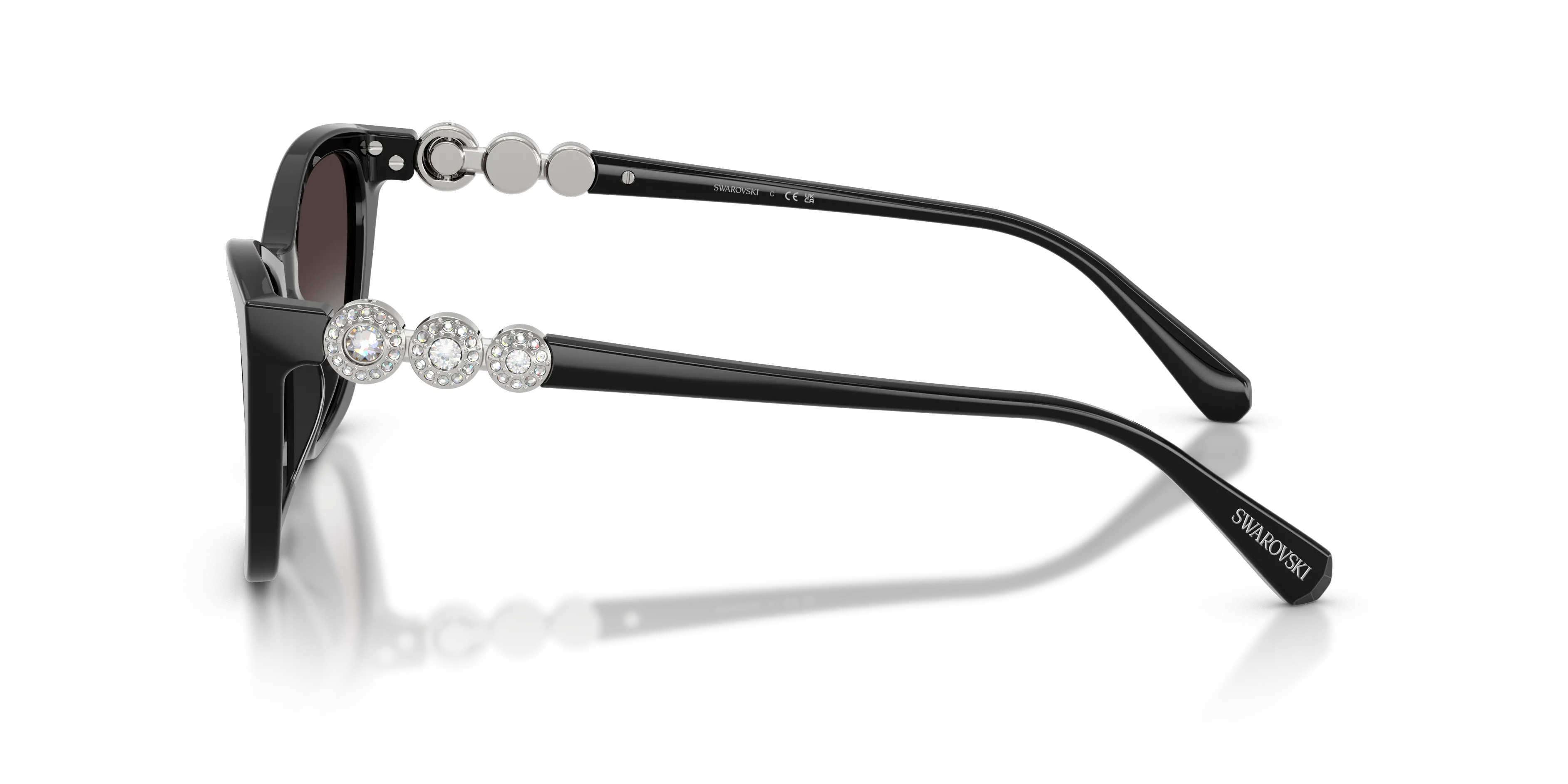 Swarovski SK6068U 10388G Occhiali da sole Acetato Nero Grigio Cat Eye Normale Sfumato - immagine 4