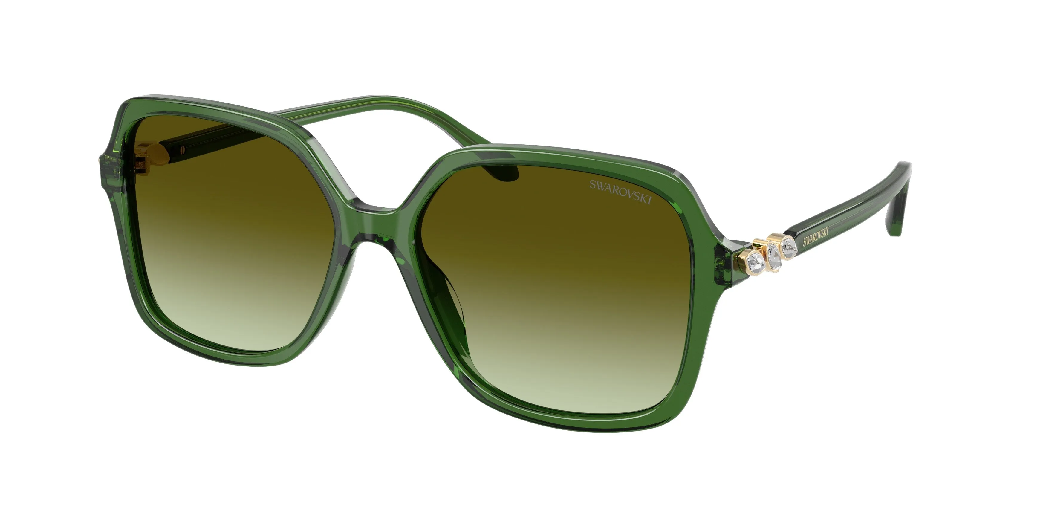Swarovski SK6067 1081E8 Occhiali da sole Acetato Verde Marrone Squadrata Normale Sfumato - immagine 1