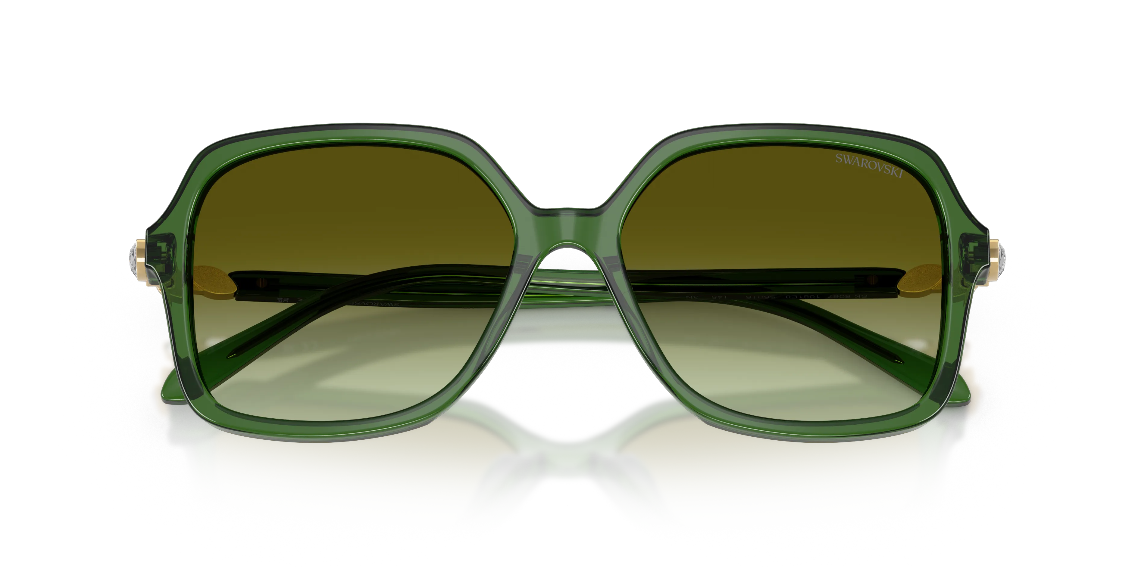 Swarovski SK6067 1081E8 Occhiali da sole Acetato Verde Marrone Squadrata Normale Sfumato - immagine 2