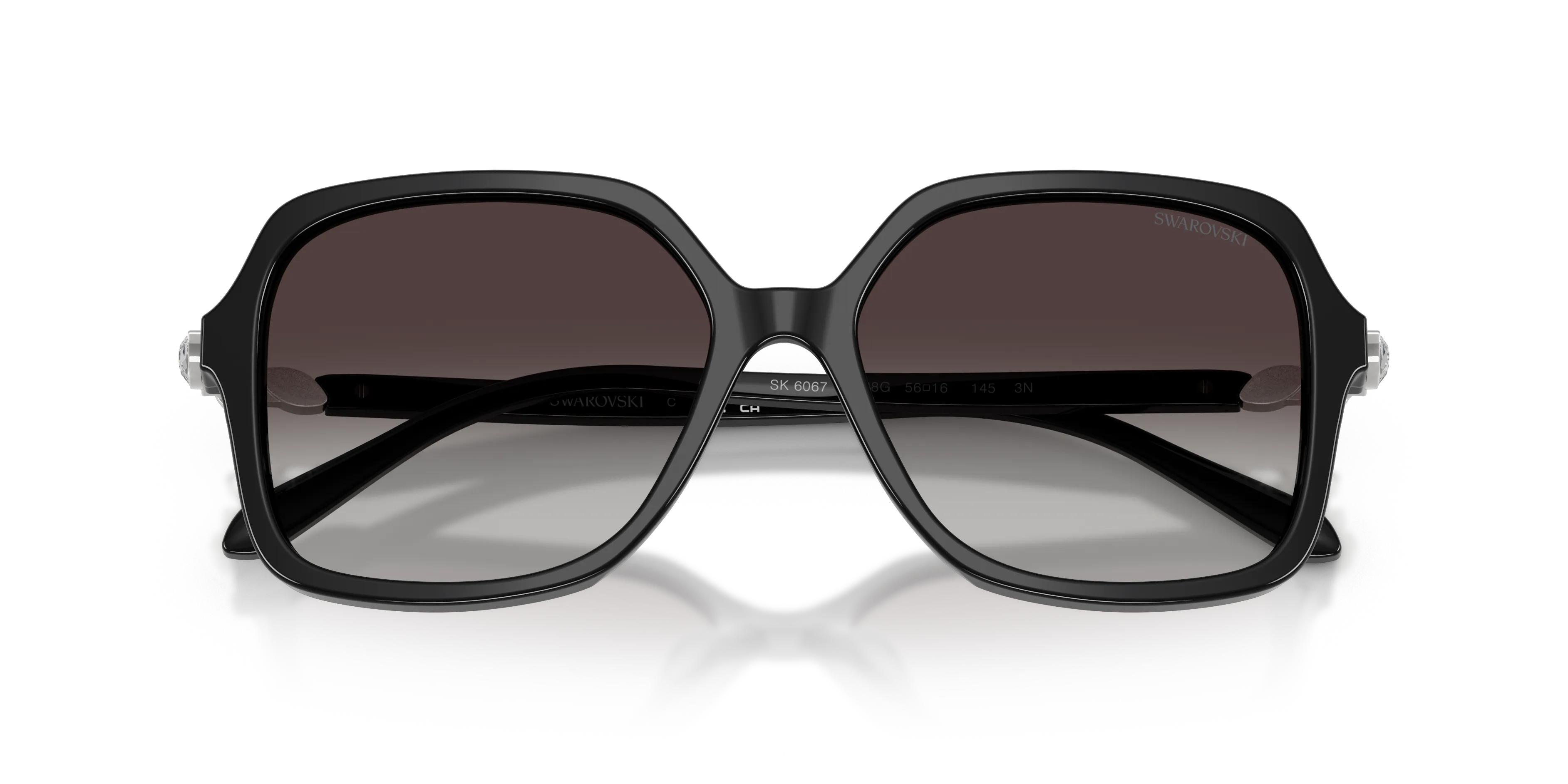 Swarovski SK6067 10388G Occhiali da sole Acetato Nero Grigio Squadrata Normale Sfumato - immagine 2