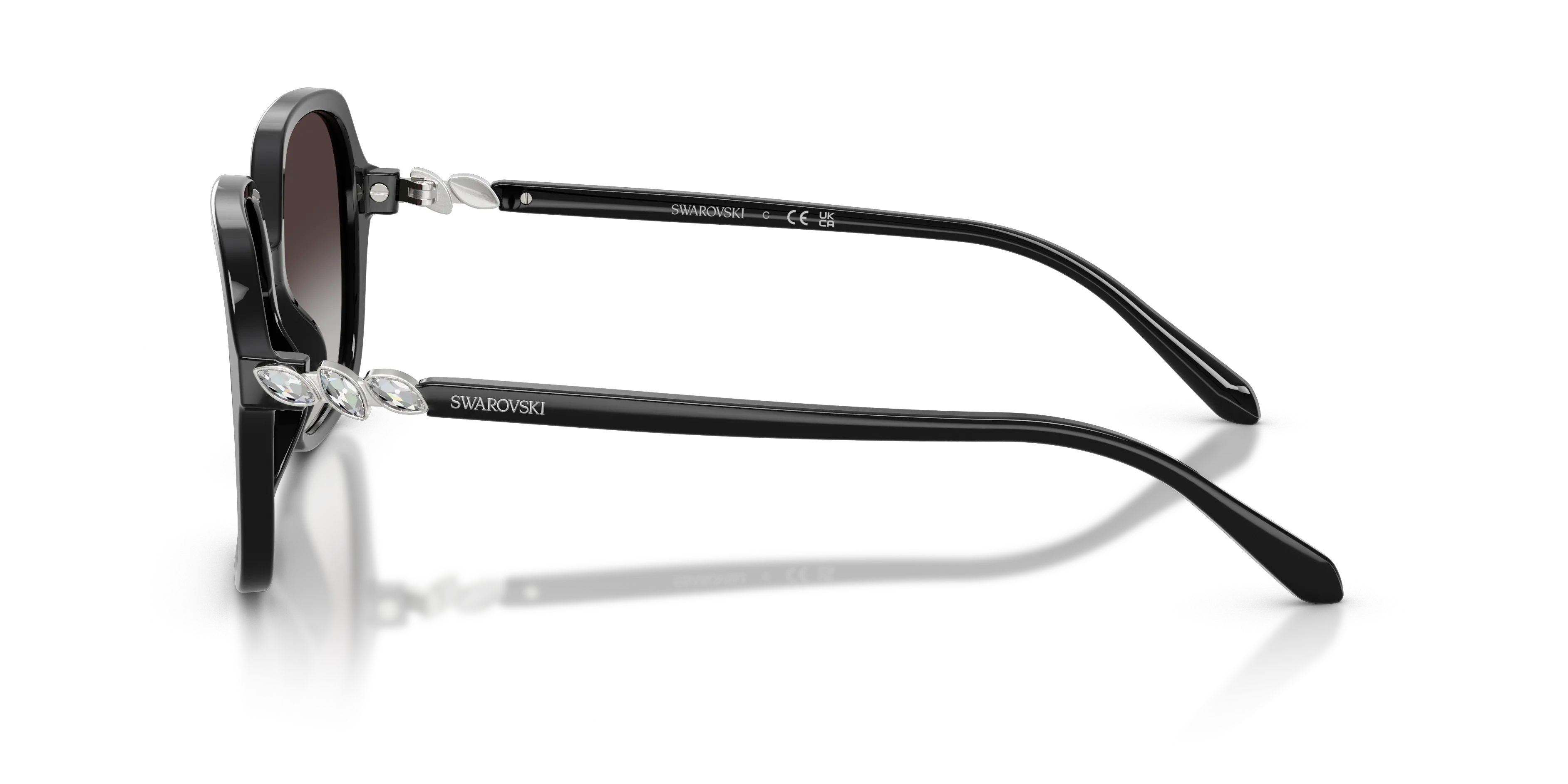 Swarovski SK6067 10388G Occhiali da sole Acetato Nero Grigio Squadrata Normale Sfumato - immagine 4