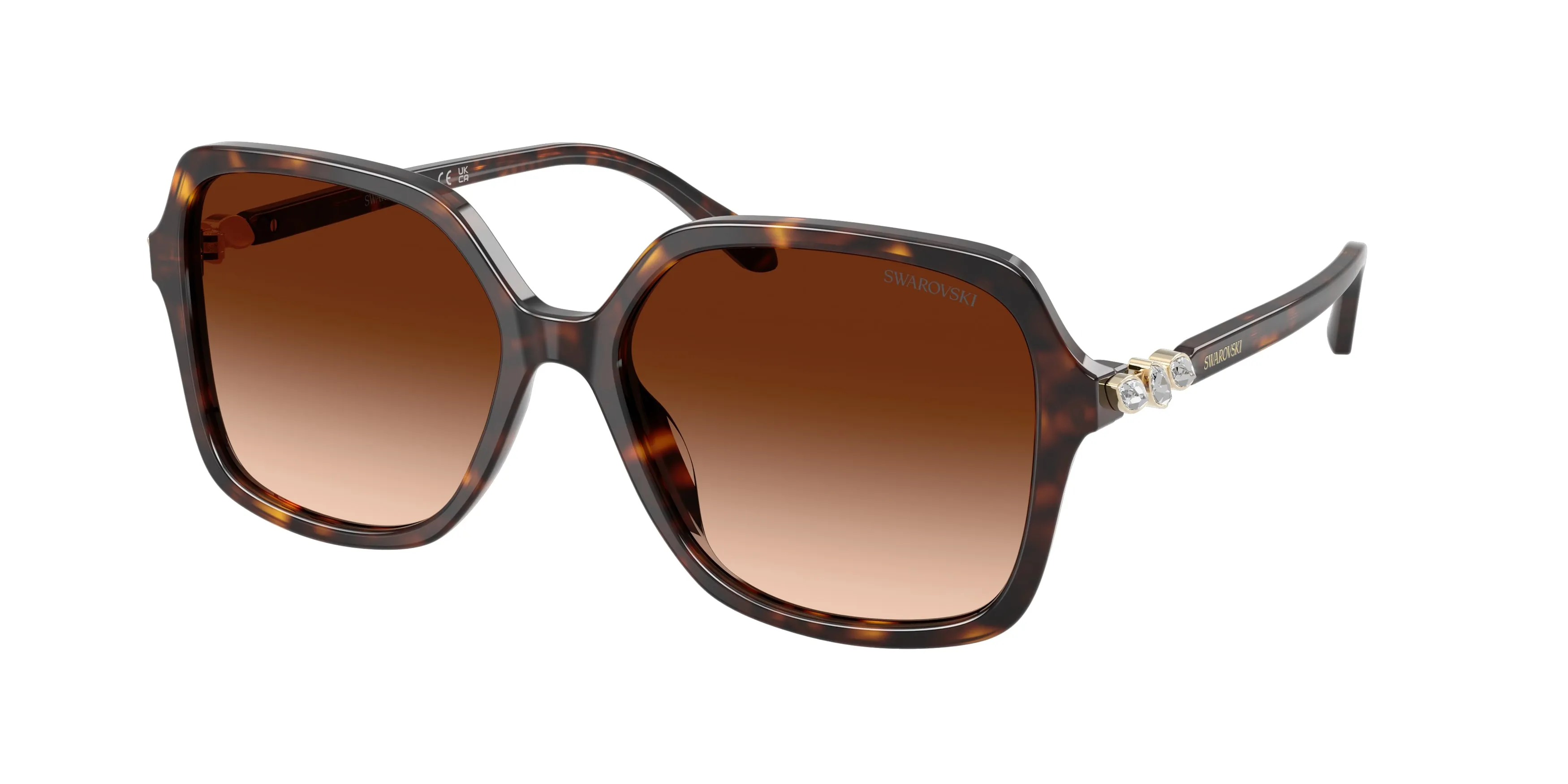 Swarovski SK6067 100274 Occhiali da sole Acetato Tartaruga Marrone Squadrata Normale Sfumato - immagine 1