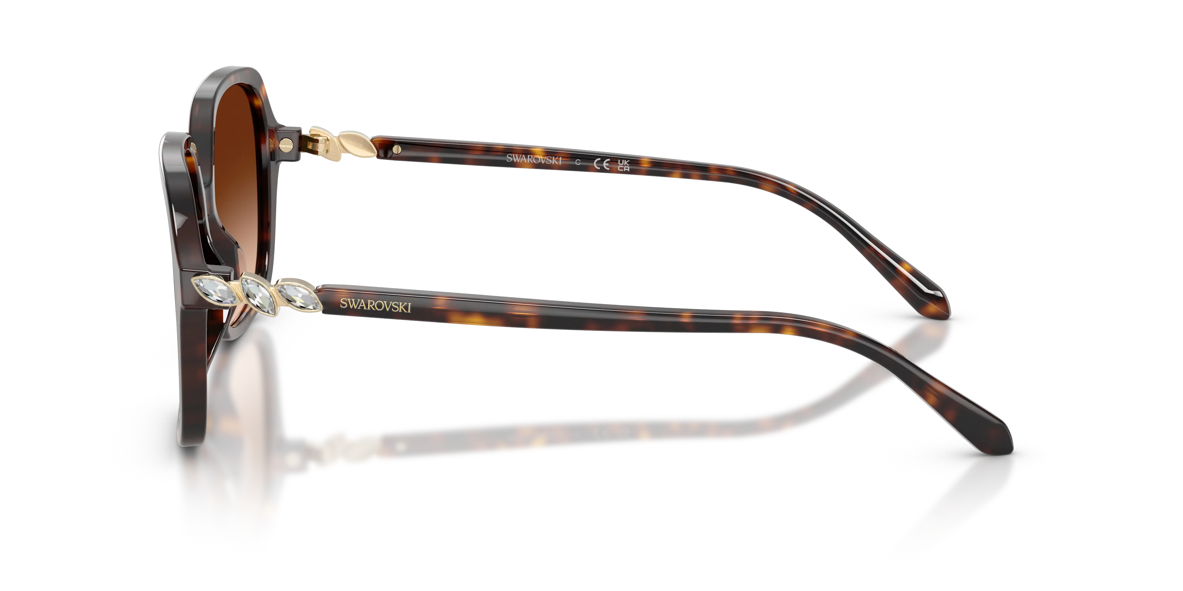 Swarovski SK6067 100274 Occhiali da sole Acetato Tartaruga Marrone Squadrata Normale Sfumato - immagine 4