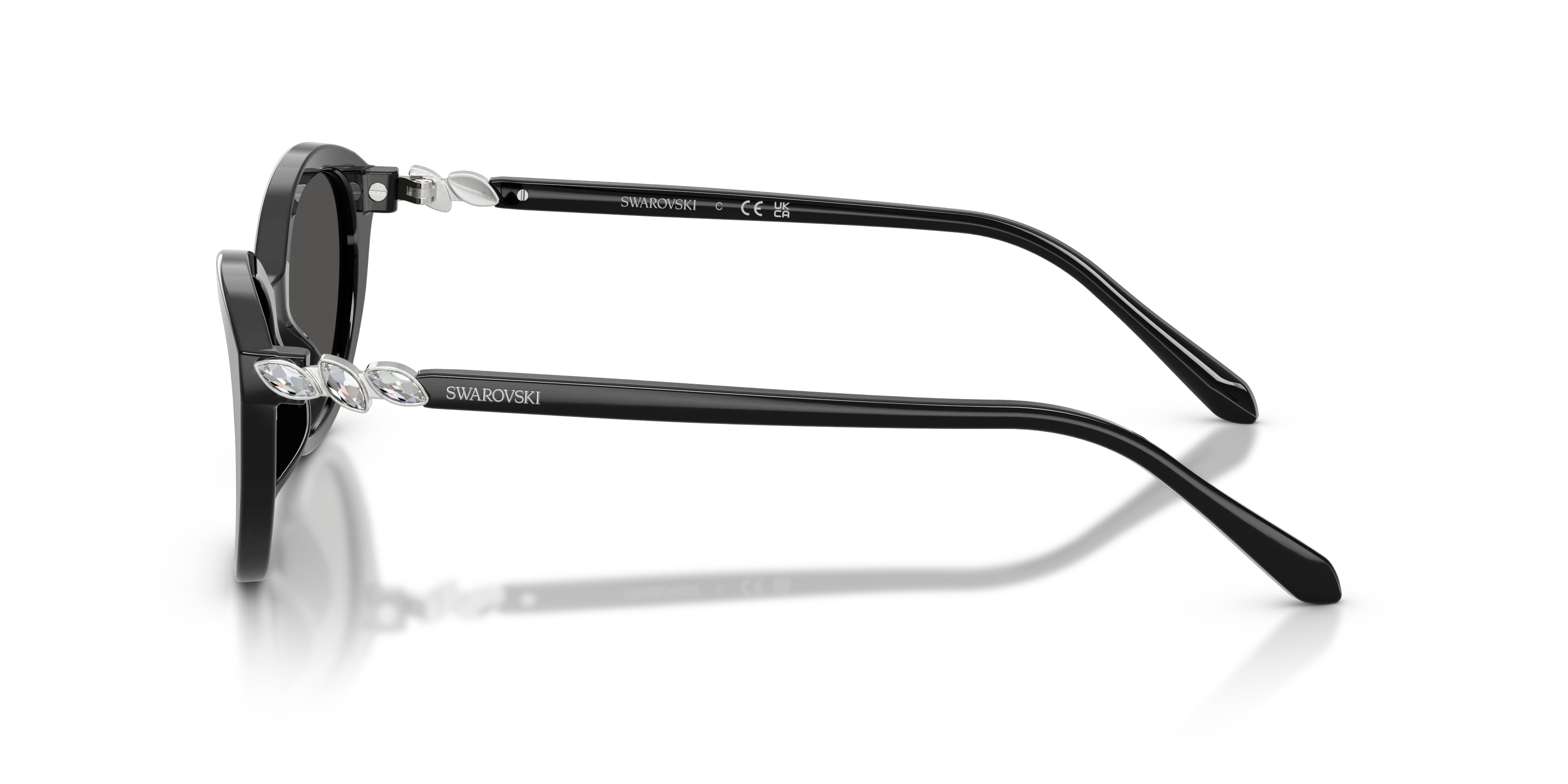 Swarovski SK6066U 103887 Occhiali da sole Acetato Nero Grigio Rotonda Normale - immagine 4