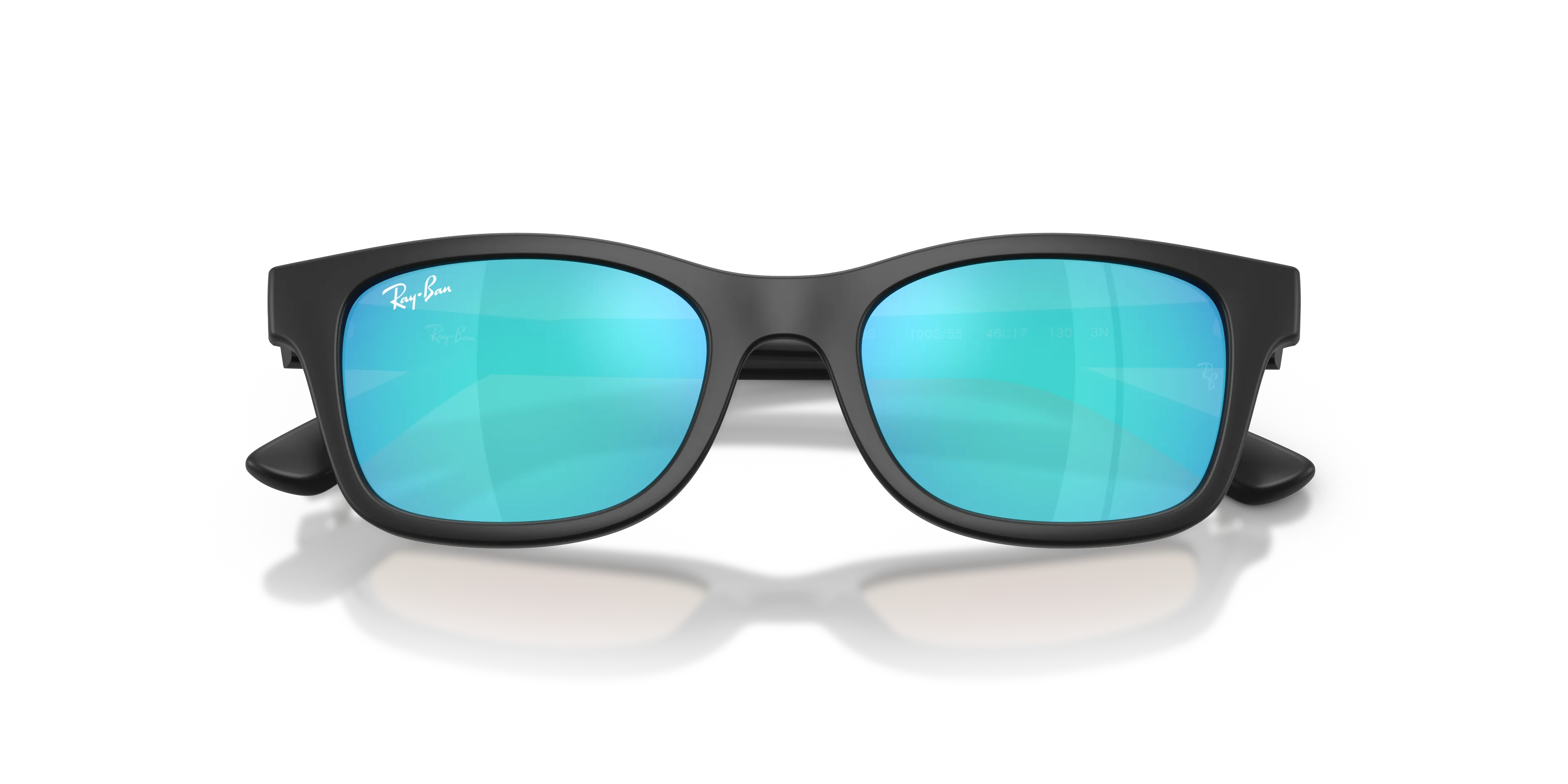 Ray - Ban RJ9086S 100S55 Occhiali da sole bambino Iniettato Nero Verde Squadrata Specchiate - immagine 2