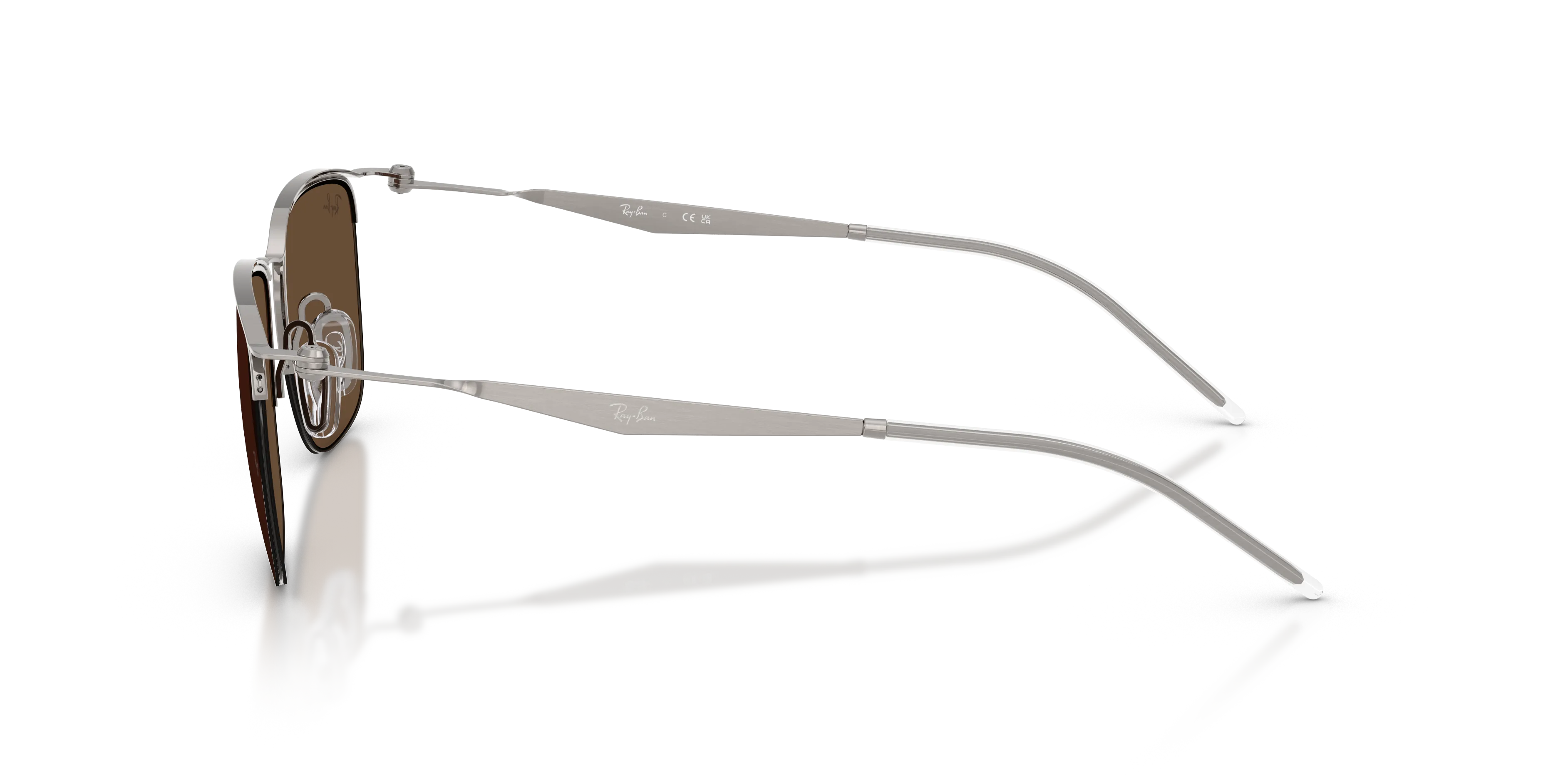 Ray - Ban RB8550 928273 Occhiali da sole Metallo Grigio Marrone Squadrata Normale - immagine 4