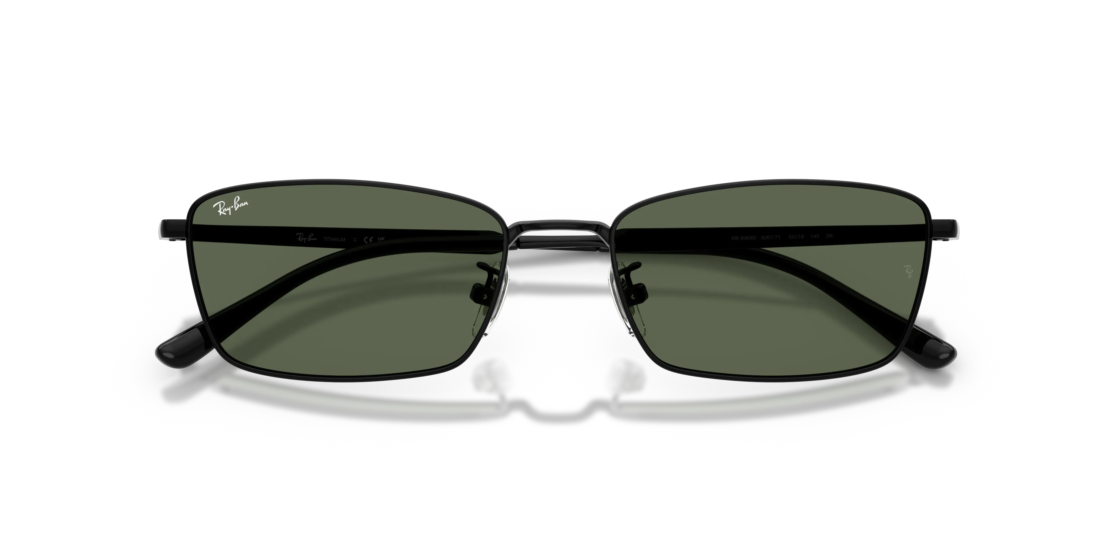 Ray - Ban RB8069D 926771 Occhiali da sole Titanio Nero Verde Squadrata Normale - immagine 2