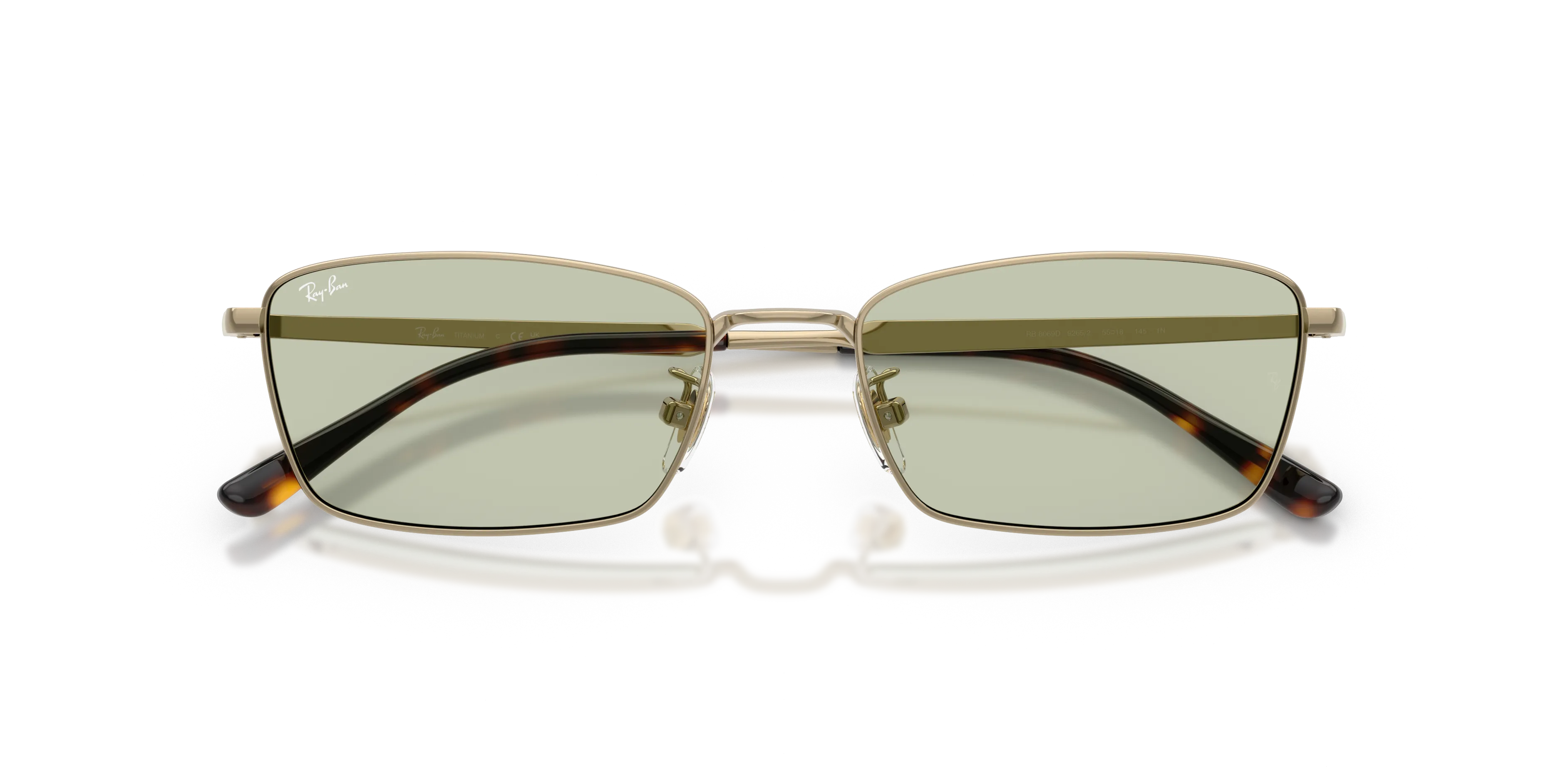 Ray - Ban RB8069D 9265/2 Occhiali da sole Titanio Oro Verde Squadrata Normale - immagine 2