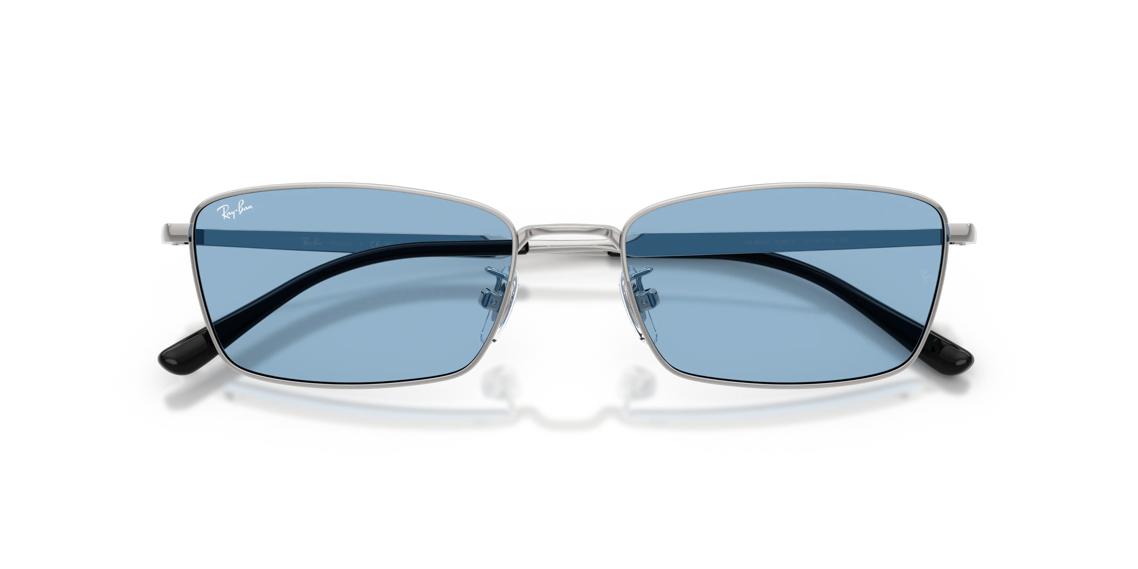 Ray - Ban RB8069D 920972 Occhiali da sole Titanio Argento Blu Squadrata Normale - immagine 2