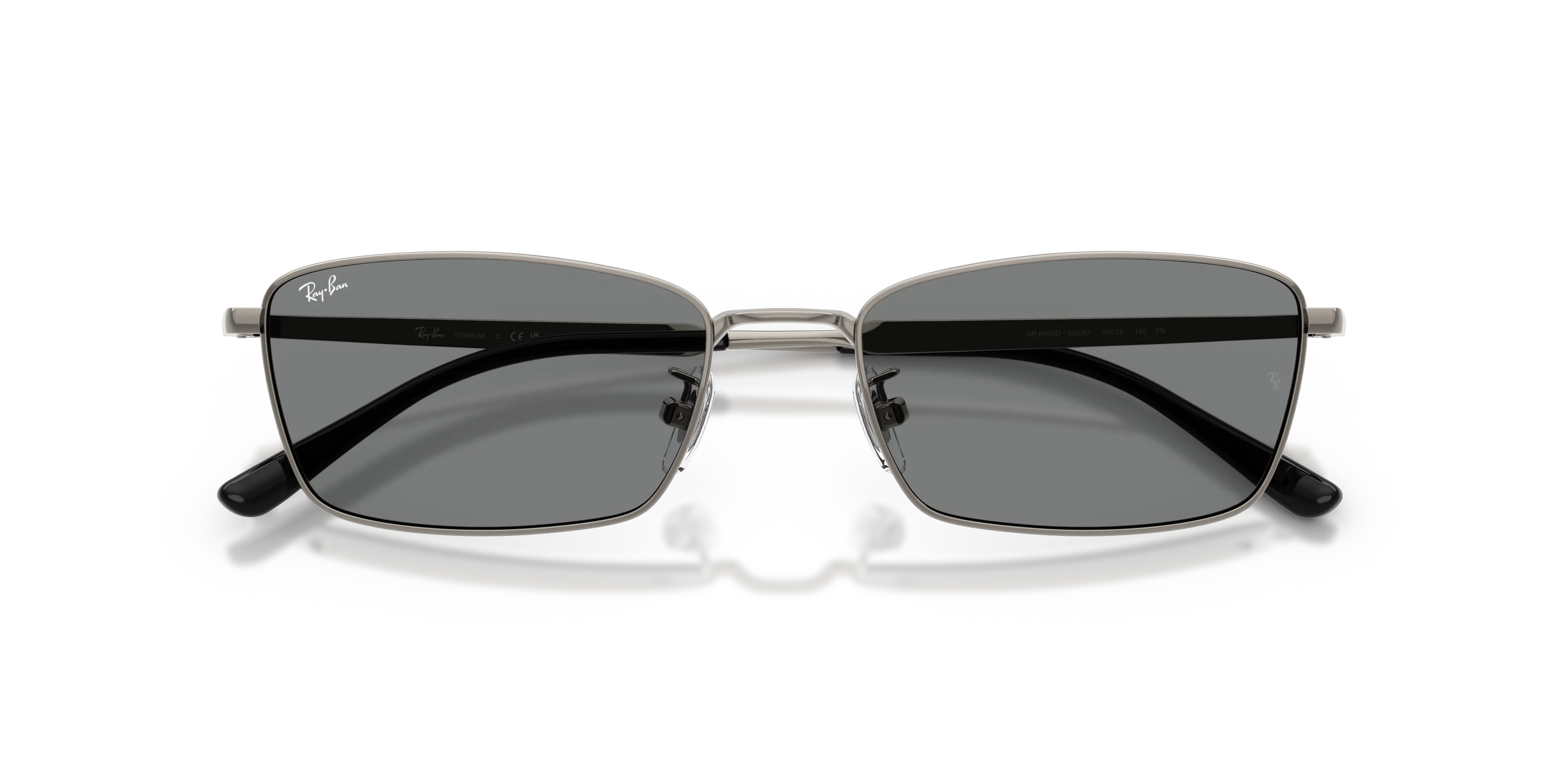 Ray - Ban RB8069D 165/87 Occhiali da sole Titanio Grigio Grigio Squadrata Normale - immagine 2