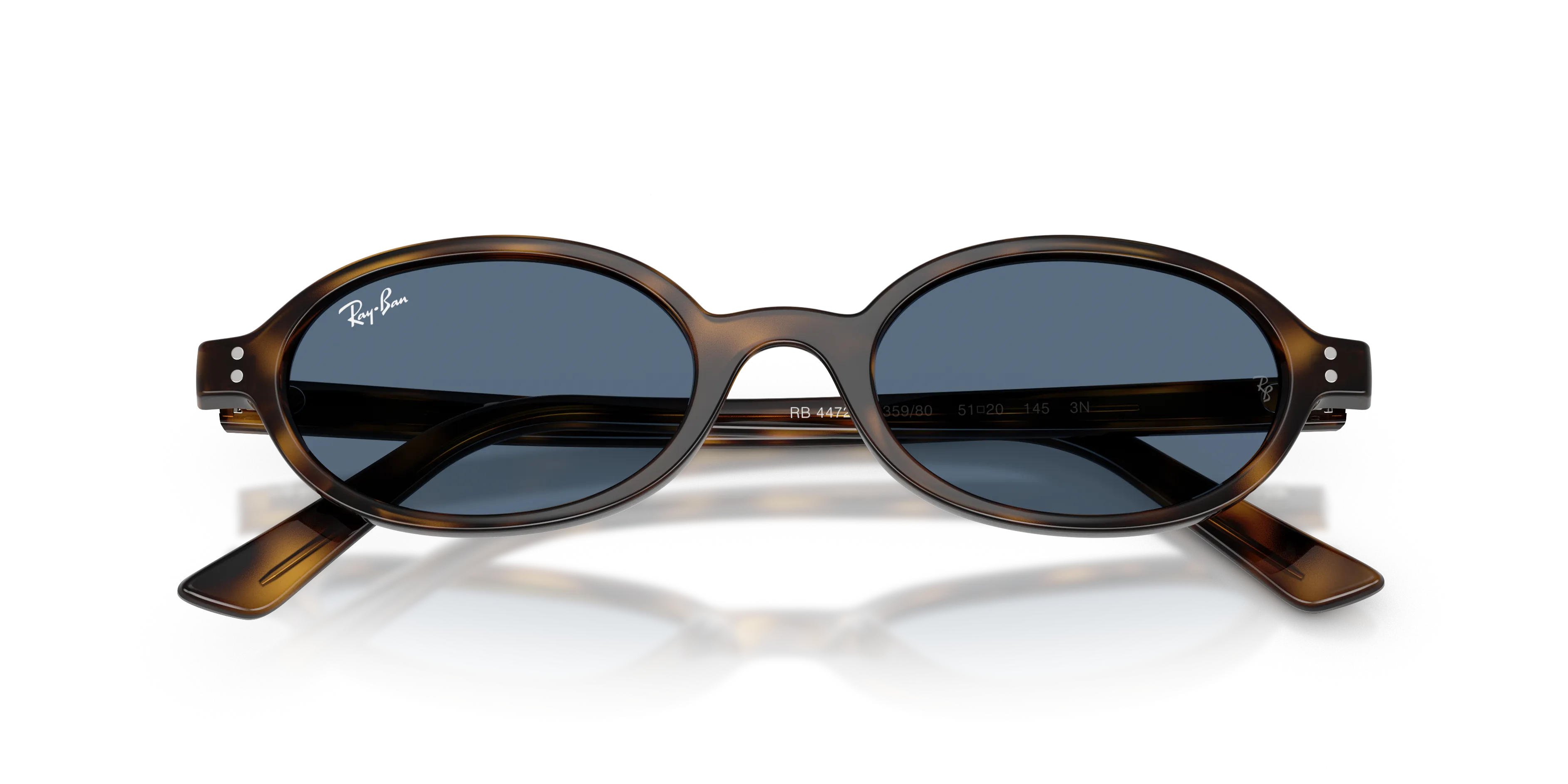 Ray - Ban RB4472 135980 Occhiali da sole Iniettato Tartaruga Blu Rotonda Normale - immagine 2