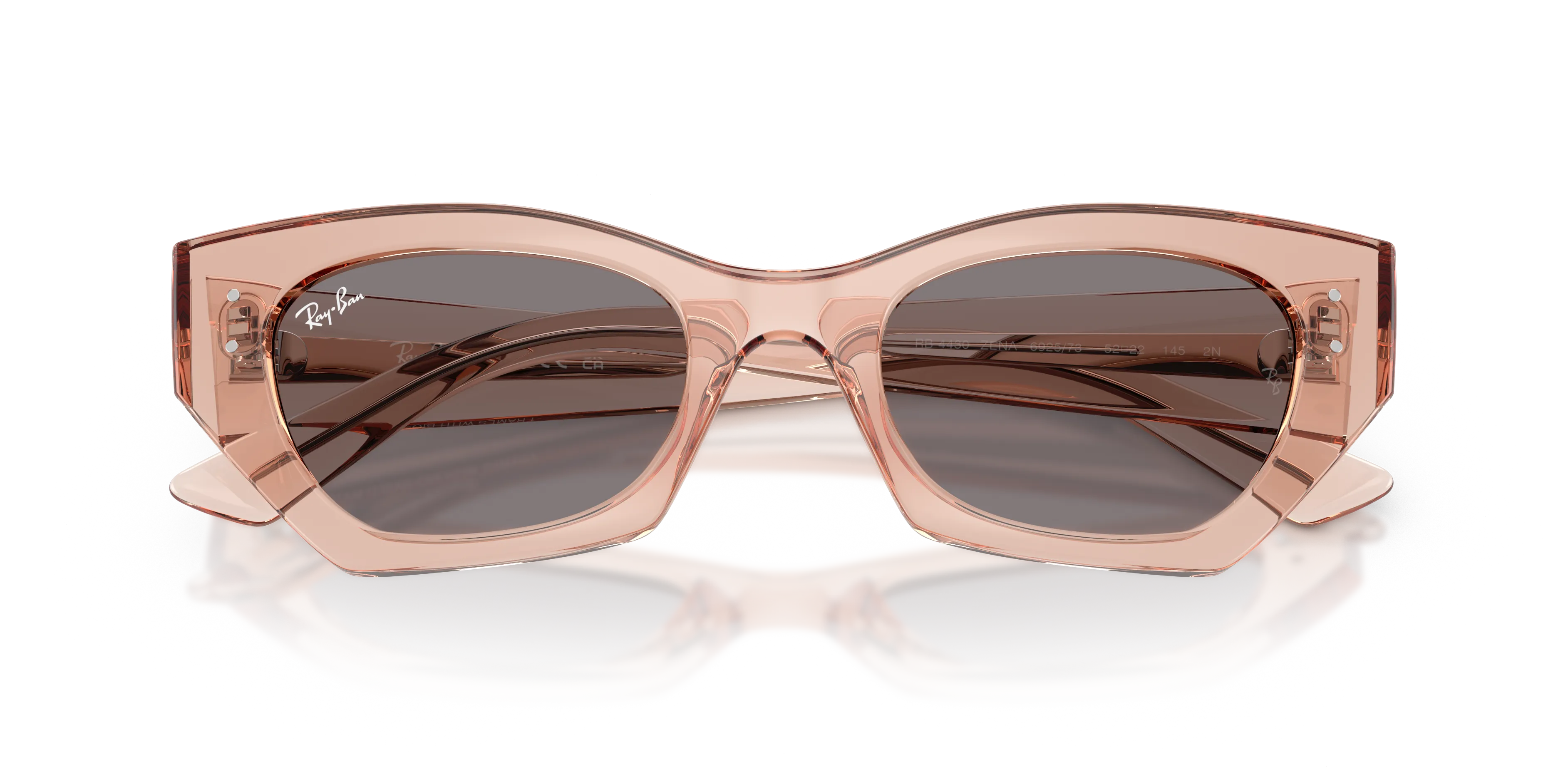 Ray - Ban RB4430 ZENA 692573 Occhiali da sole Iniettato Rosa Marrone Geometrica Normale - immagine 2