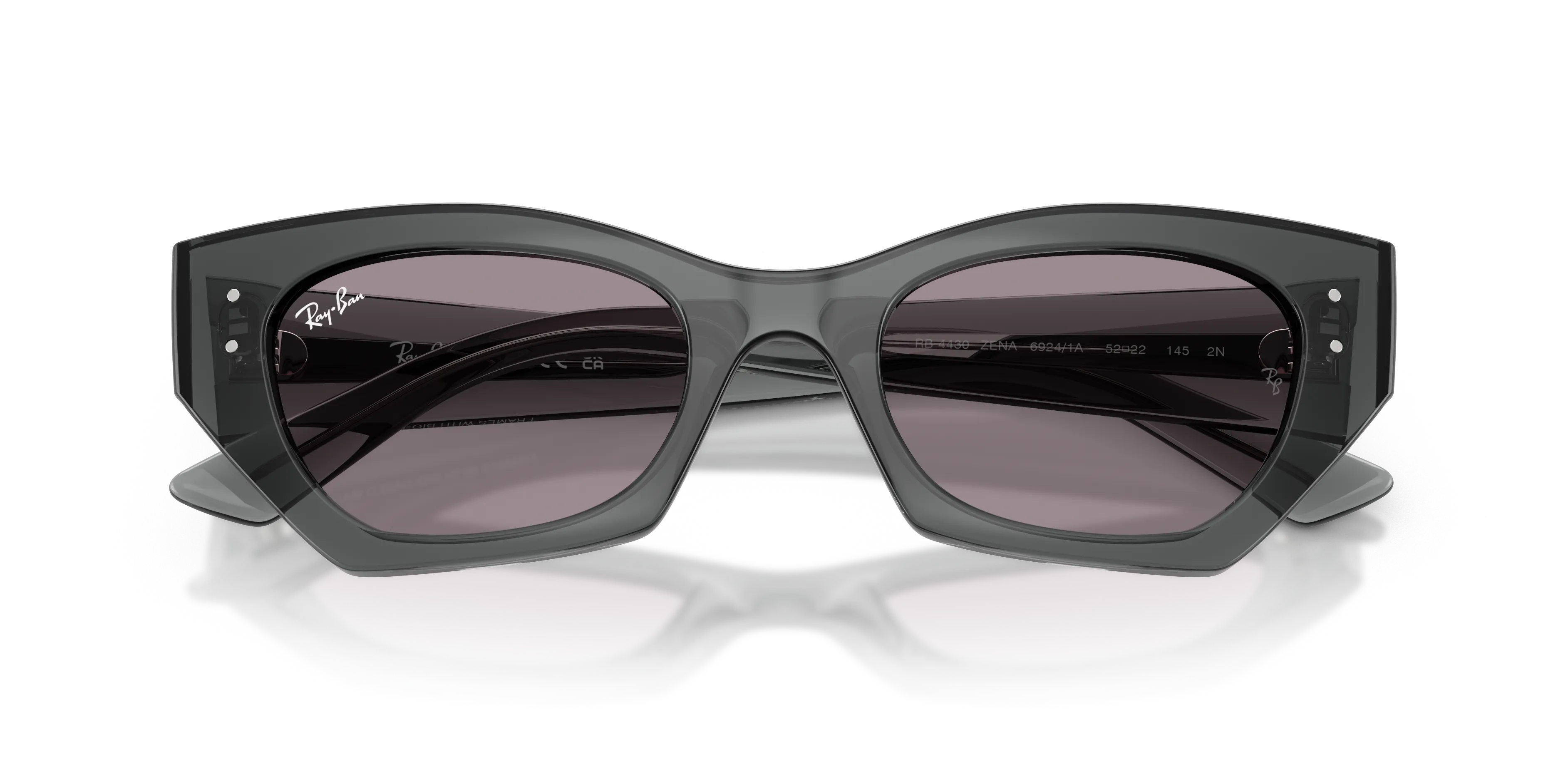 Ray - Ban RB4430 ZENA 69241A Occhiali da sole Iniettato Grigio Viola Geometrica Normale - immagine 2