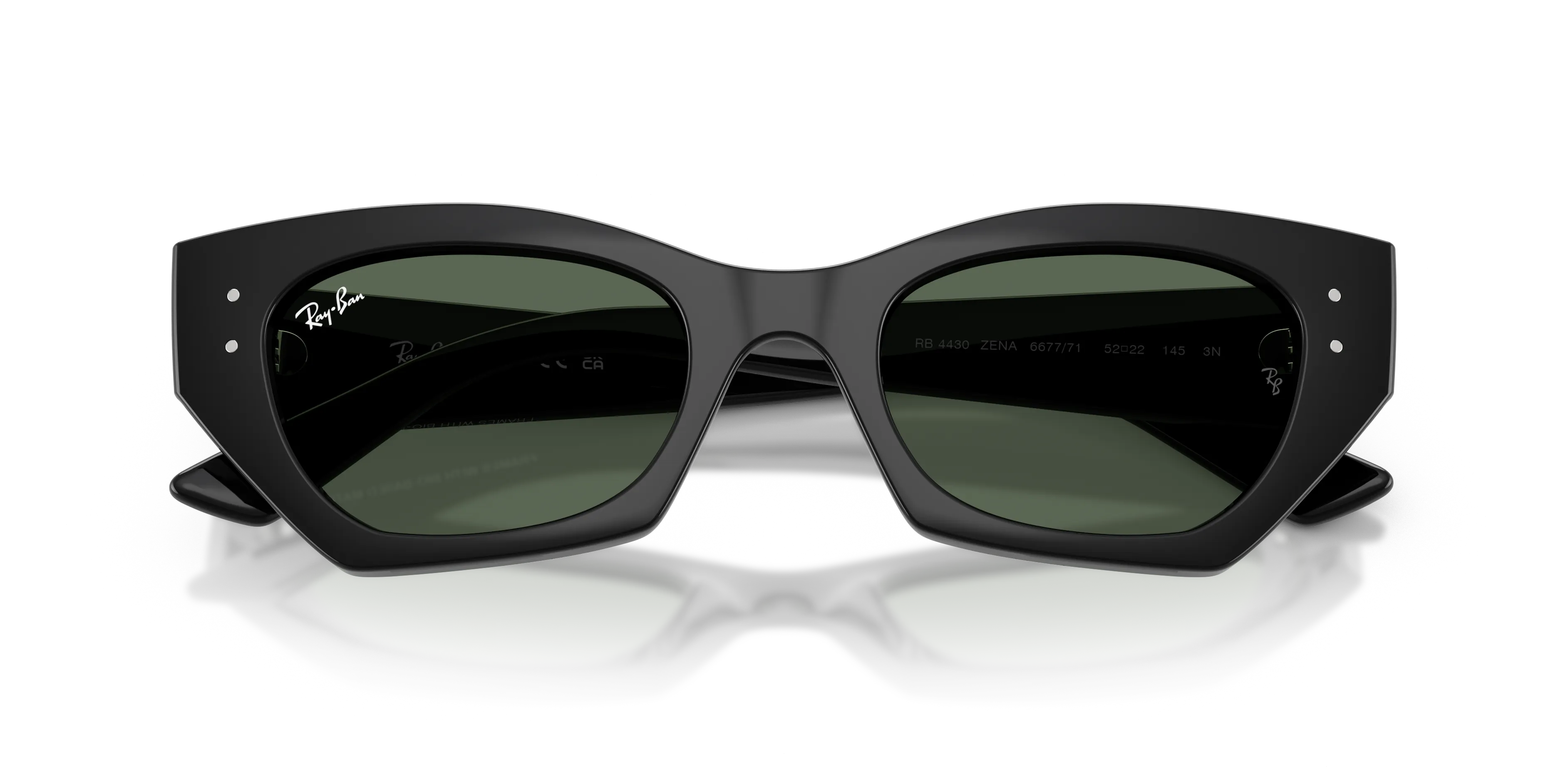 Ray - Ban RB4430 ZENA 667771 Occhiali da sole Iniettato Nero Verde Geometrica Normale - immagine 2