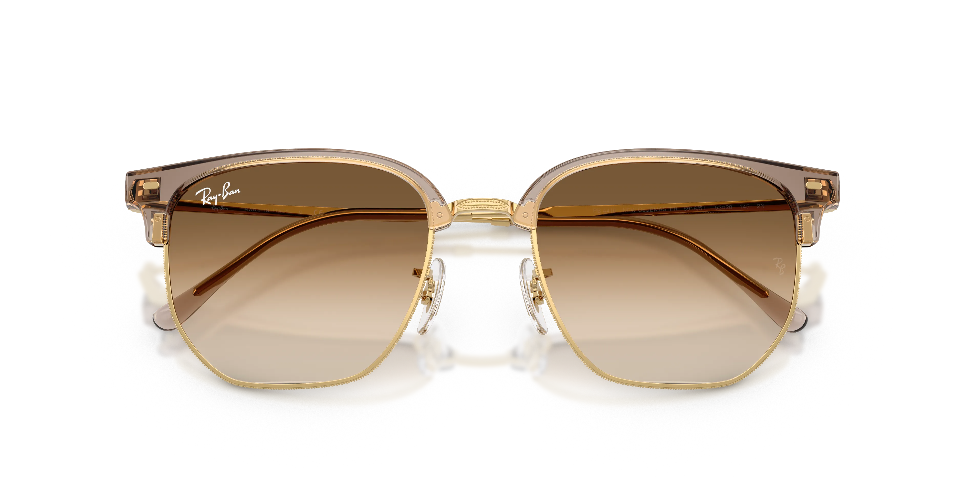 Ray - Ban RB4416 NEW CLUBMASTER 691851 Occhiali da sole Acetato Marrone Marrone Geometrica Normale Sfumato - immagine 2