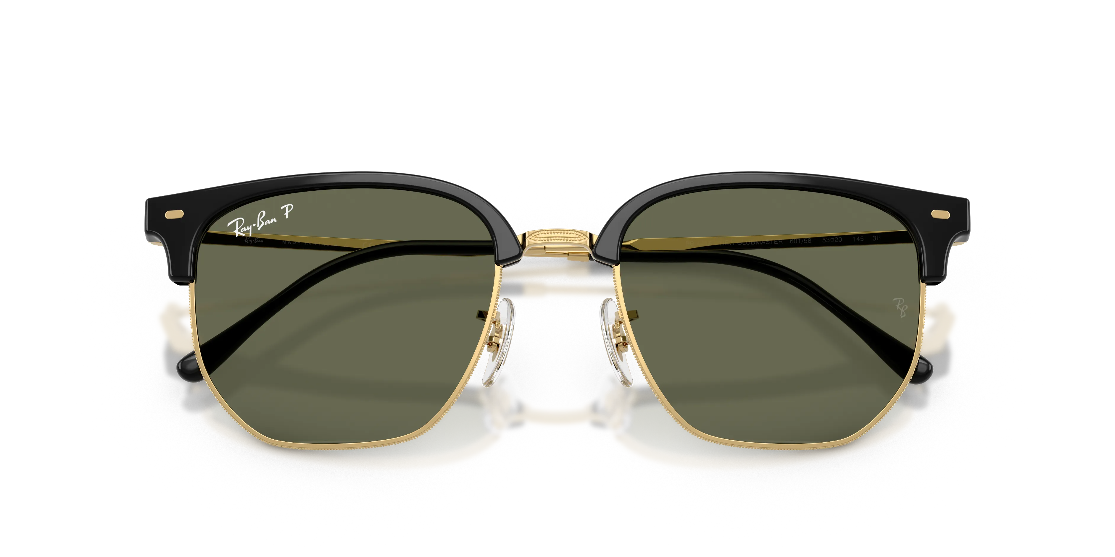 Ray - Ban RB4416 NEW CLUBMASTER 601/58 Occhiali da sole Acetato Nero Verde Geometrica Polarizzata - immagine 2