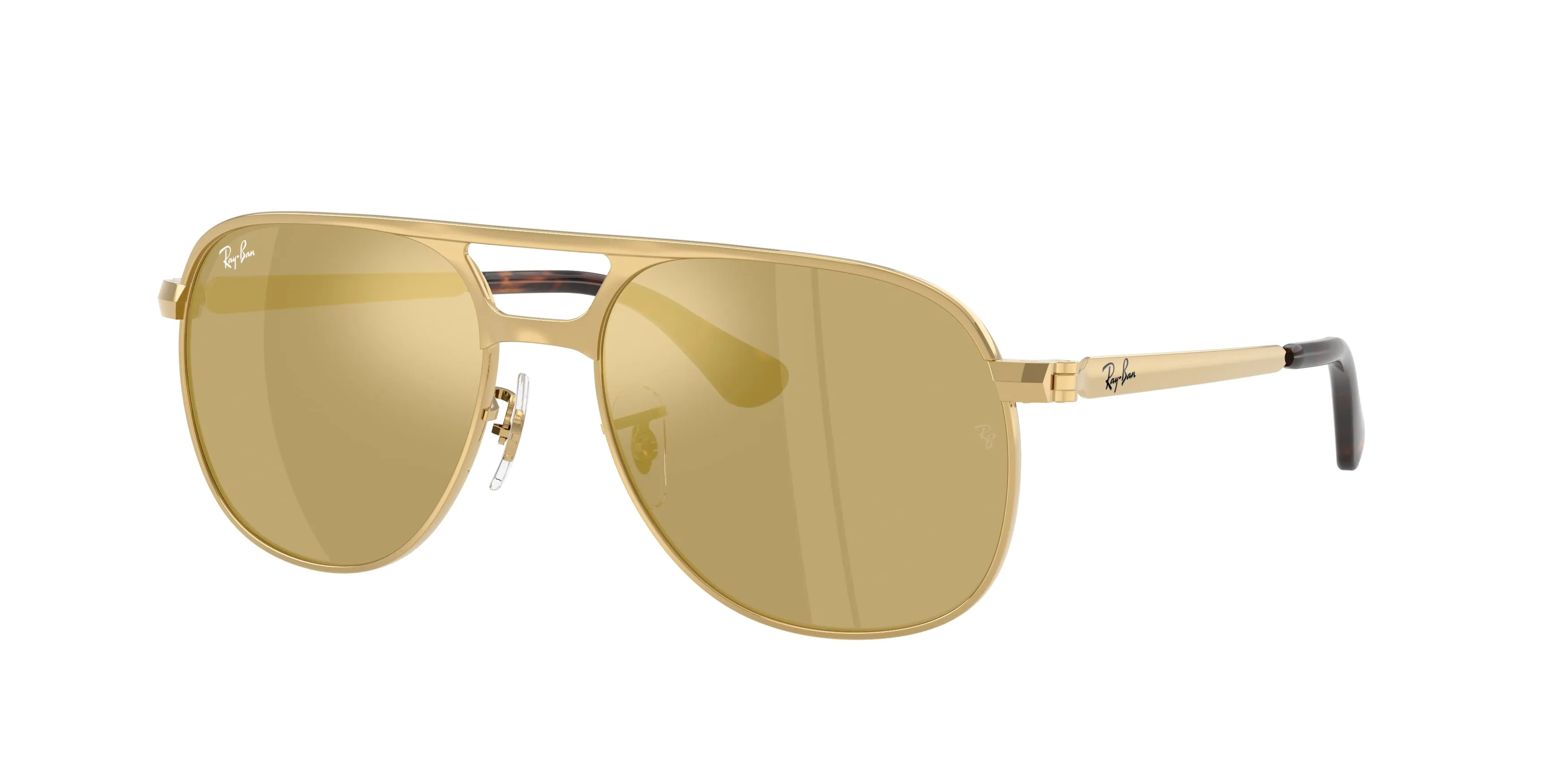 Ray - Ban RB3793 BILL MAX 001/93 Occhiali da sole Metallo Oro Marrone Squadrata Specchiate - immagine 1