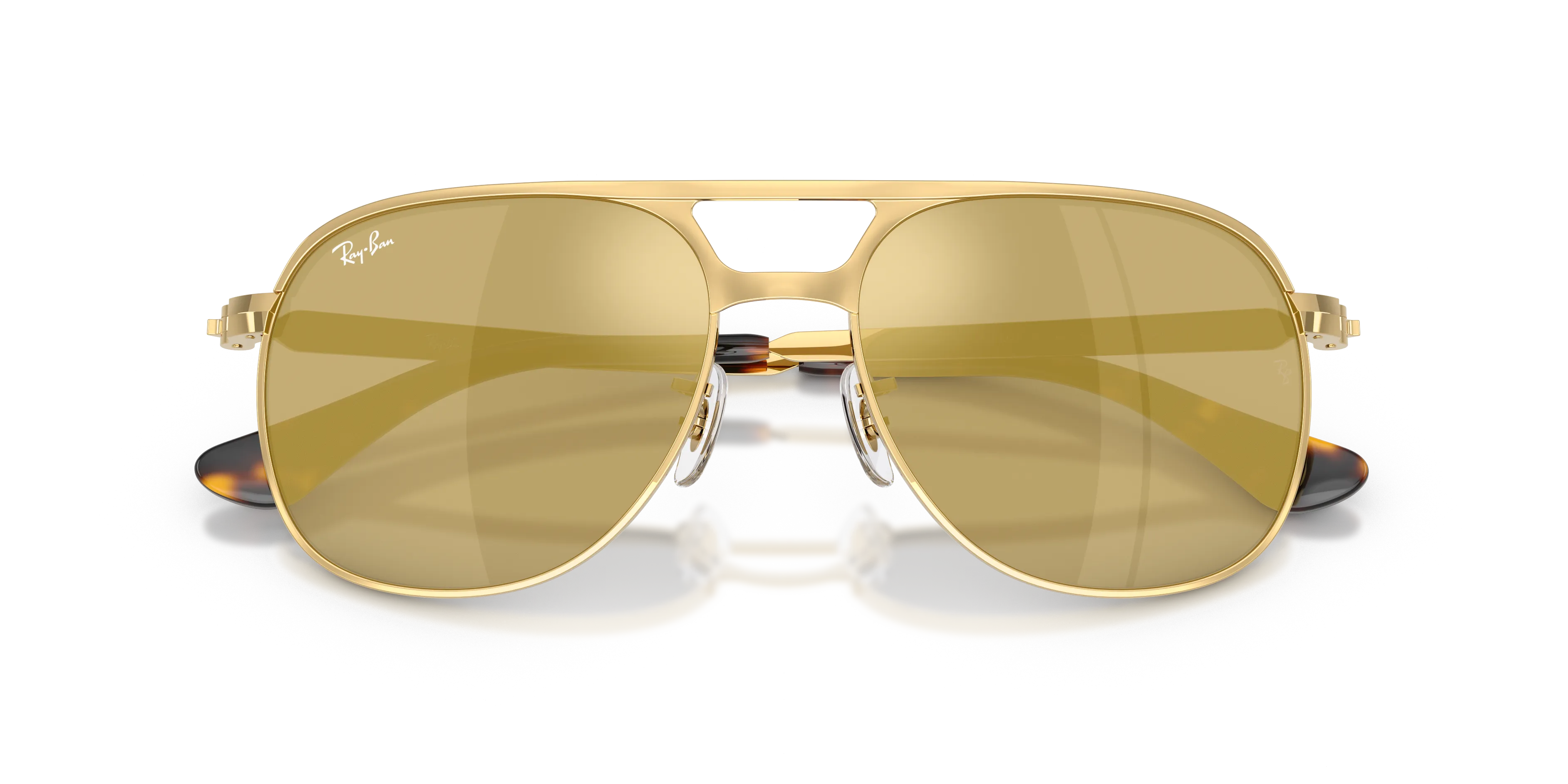 Ray - Ban RB3793 BILL MAX 001/93 Occhiali da sole Metallo Oro Marrone Squadrata Specchiate - immagine 2
