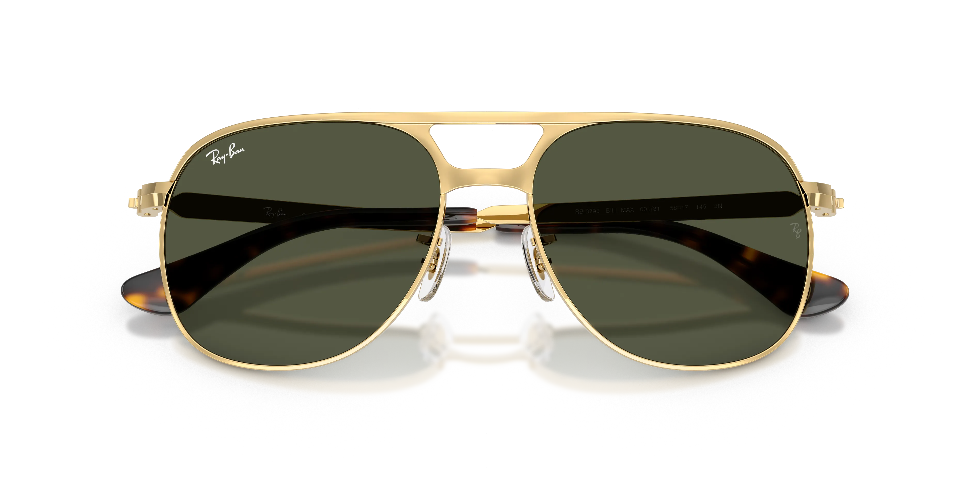 Ray - Ban RB3793 BILL MAX 001/31 Occhiali da sole Metallo Oro Verde Squadrata Normale - immagine 2