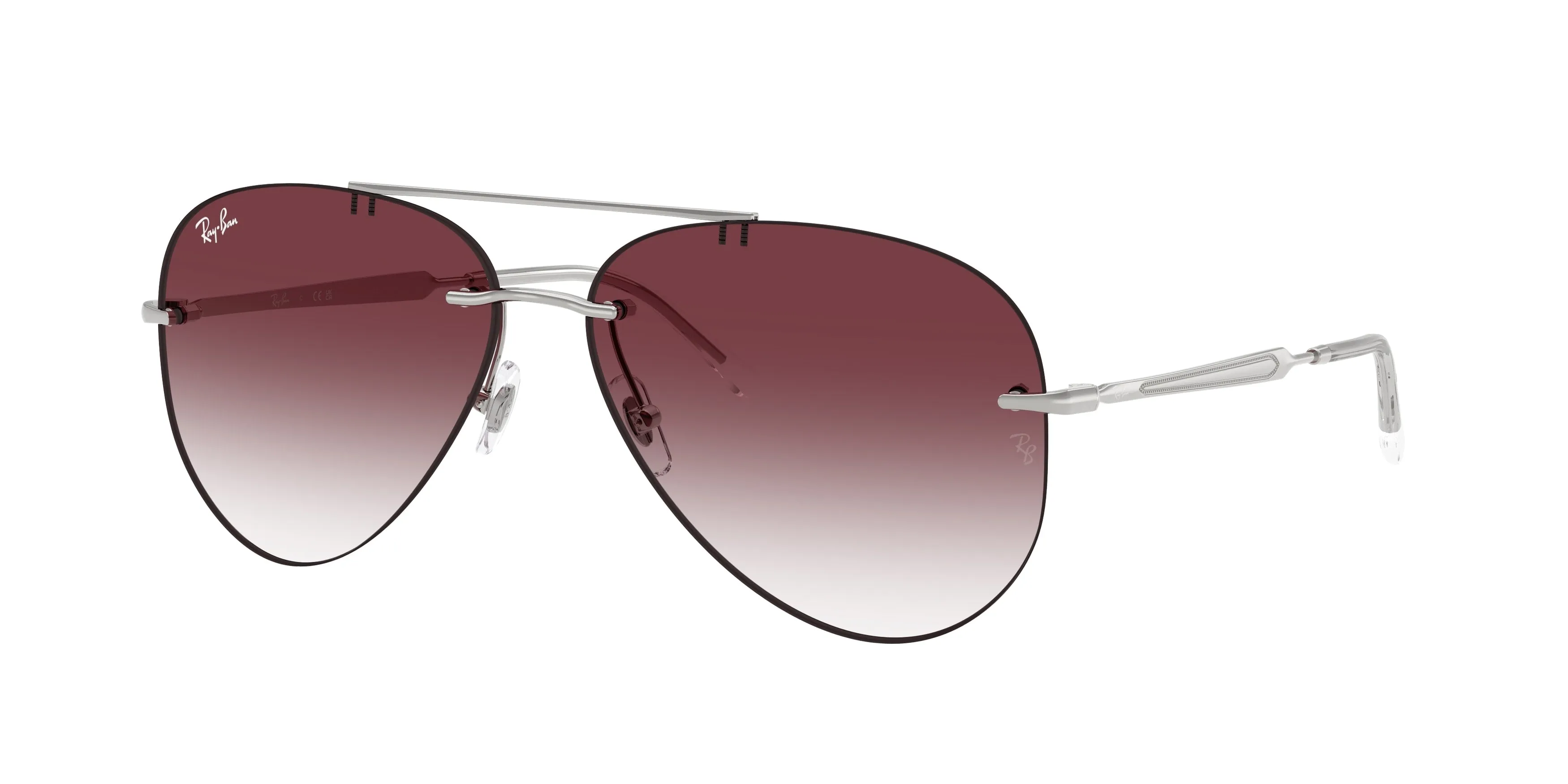 Ray - Ban RB3791 003/8H Occhiali da sole Metallo Argento Viola Pilot Normale Sfumato - immagine 1