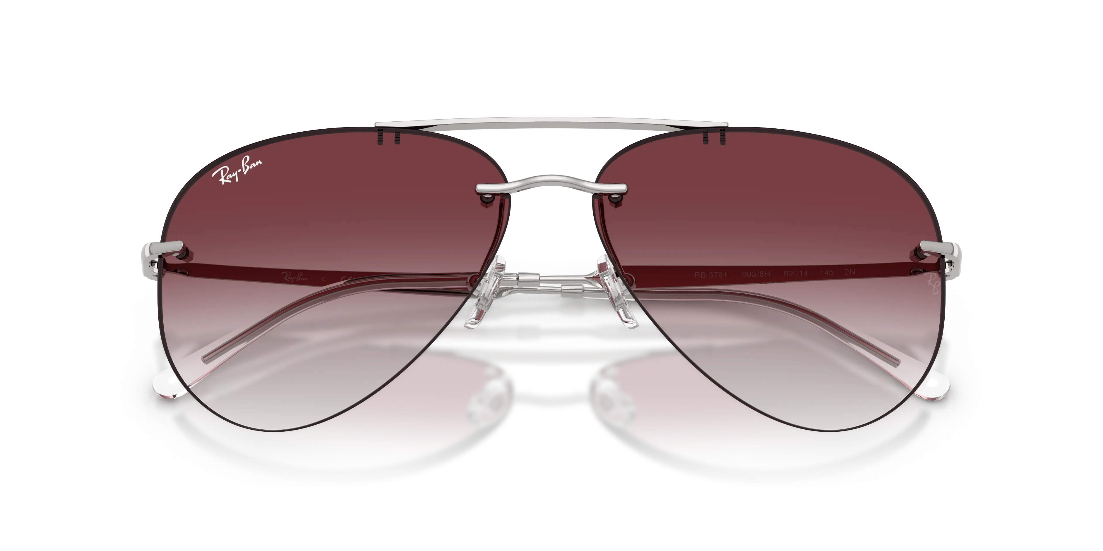 Ray - Ban RB3791 003/8H Occhiali da sole Metallo Argento Viola Pilot Normale Sfumato - immagine 2