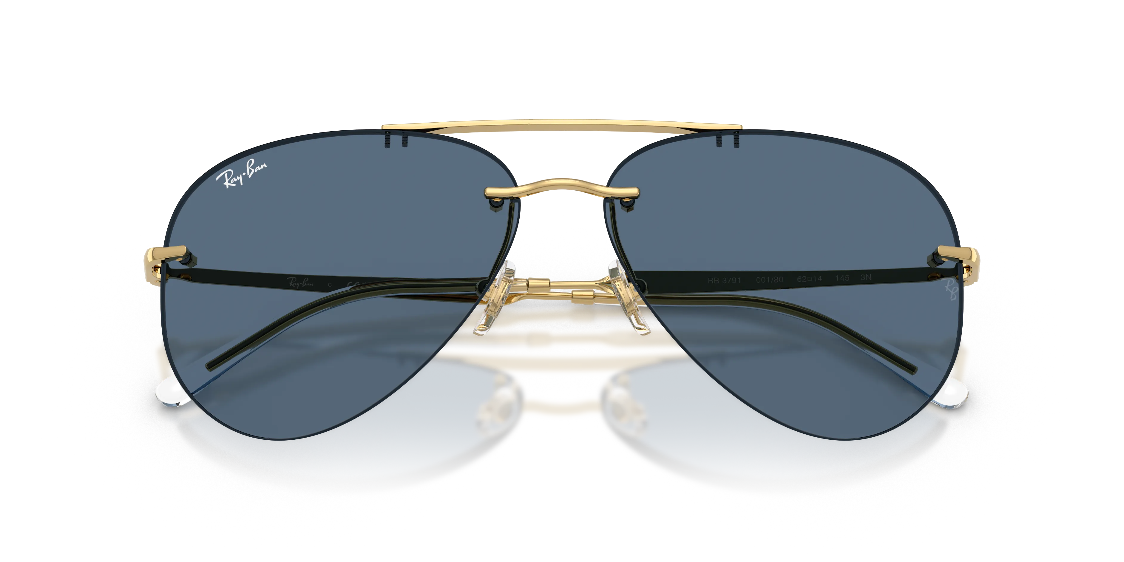 Ray - Ban RB3791 001/80 Occhiali da sole Metallo Oro Blu Pilot Normale - immagine 2