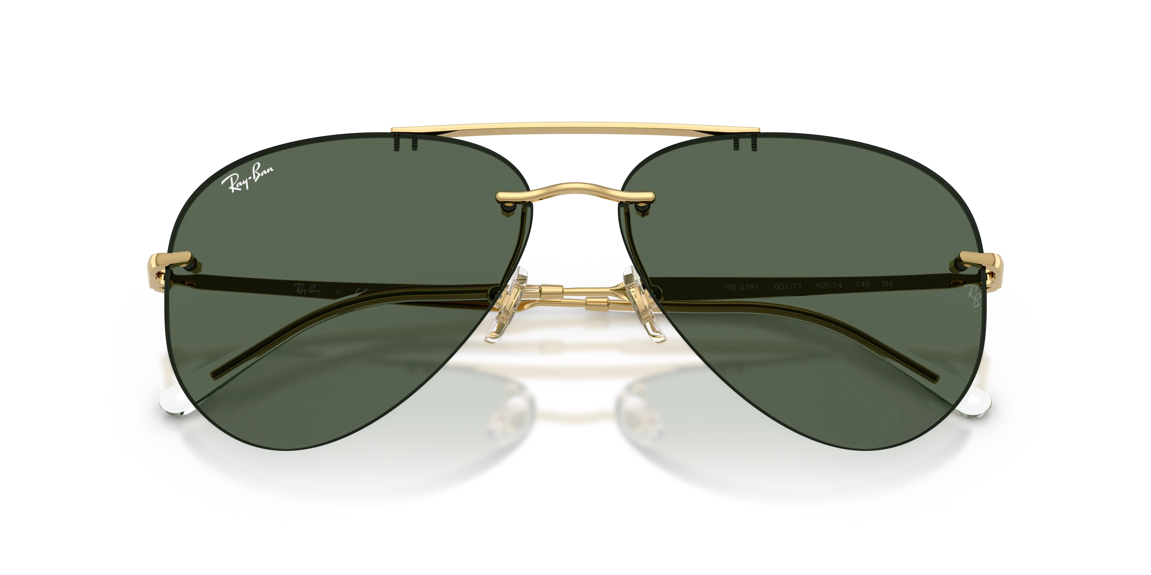 Ray - Ban RB3791 001/71 Occhiali da sole Metallo Oro Verde Pilot Normale - immagine 2